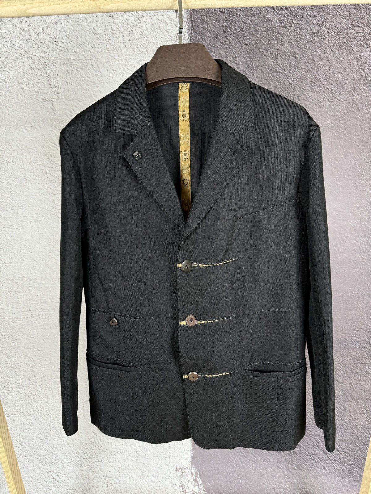 Marithe + Francois Girbaud Marithe Francois Girbaud black ramie wool avant garde blazer Size 42R - 2 Thumbnail