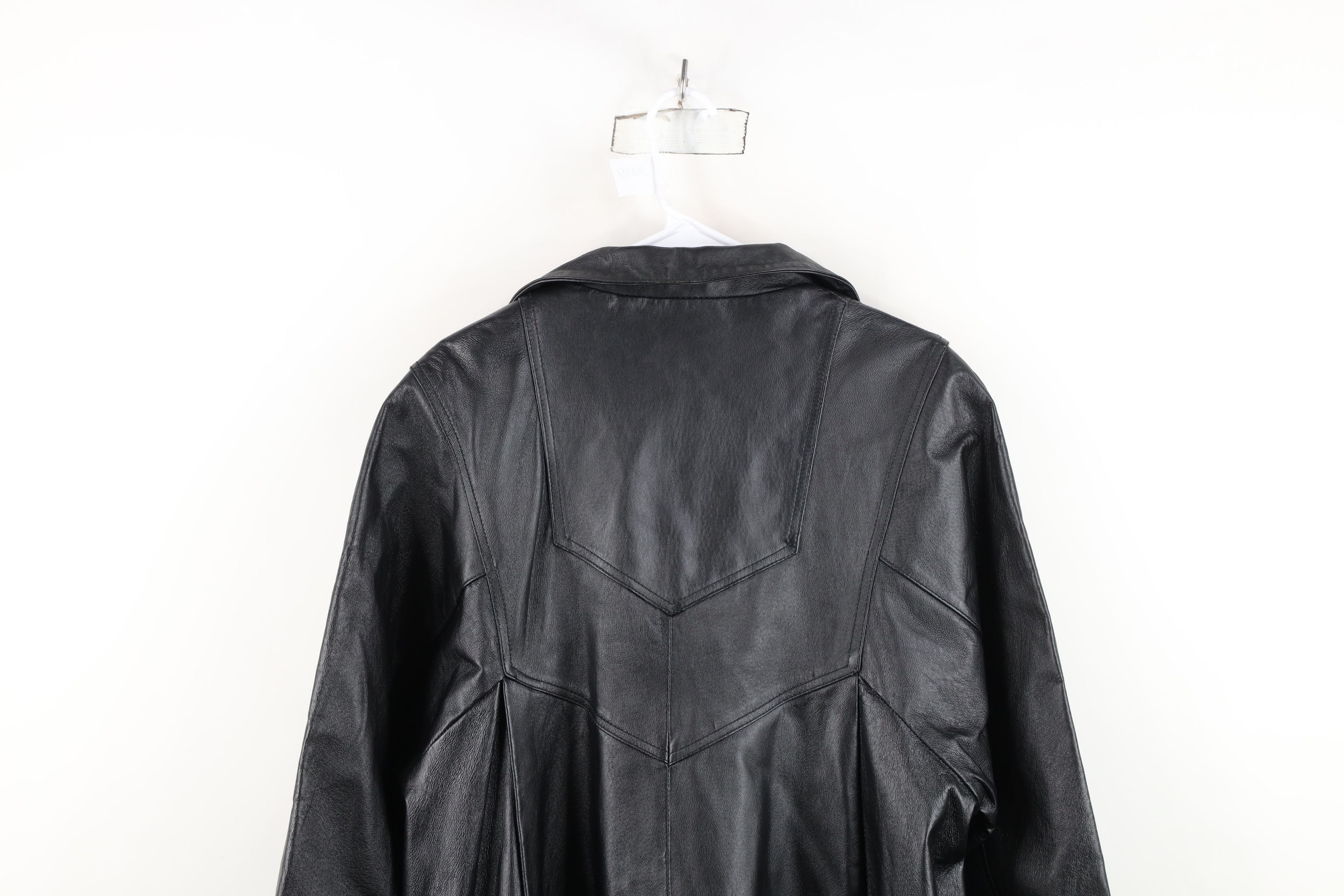 Vintage Vintage 90s Streetwear Heavy Leather Trench Coat Jacket Size M / US 6-8 / IT 42-44 - 14 Thumbnail