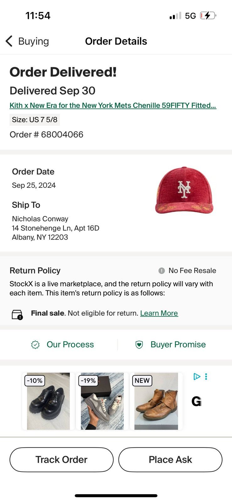 Kith × New Era Kith x New Era NY Mets Chenille fitted hat 7 5/8 Size ONE SIZE - 4 Thumbnail