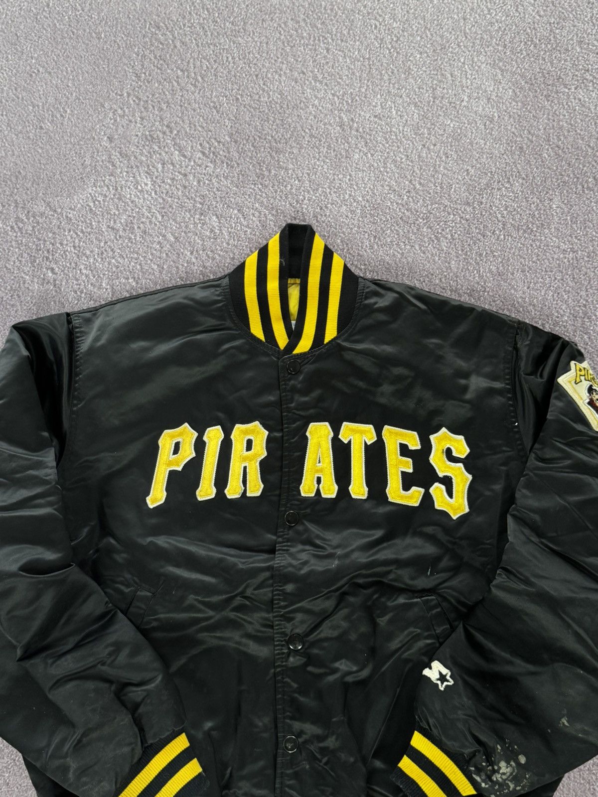 Starter 90s Vintage Starter Pittsburgh Pirates MLB Satin Bomber Size US L / EU 52-54 / 3 - 3 Thumbnail