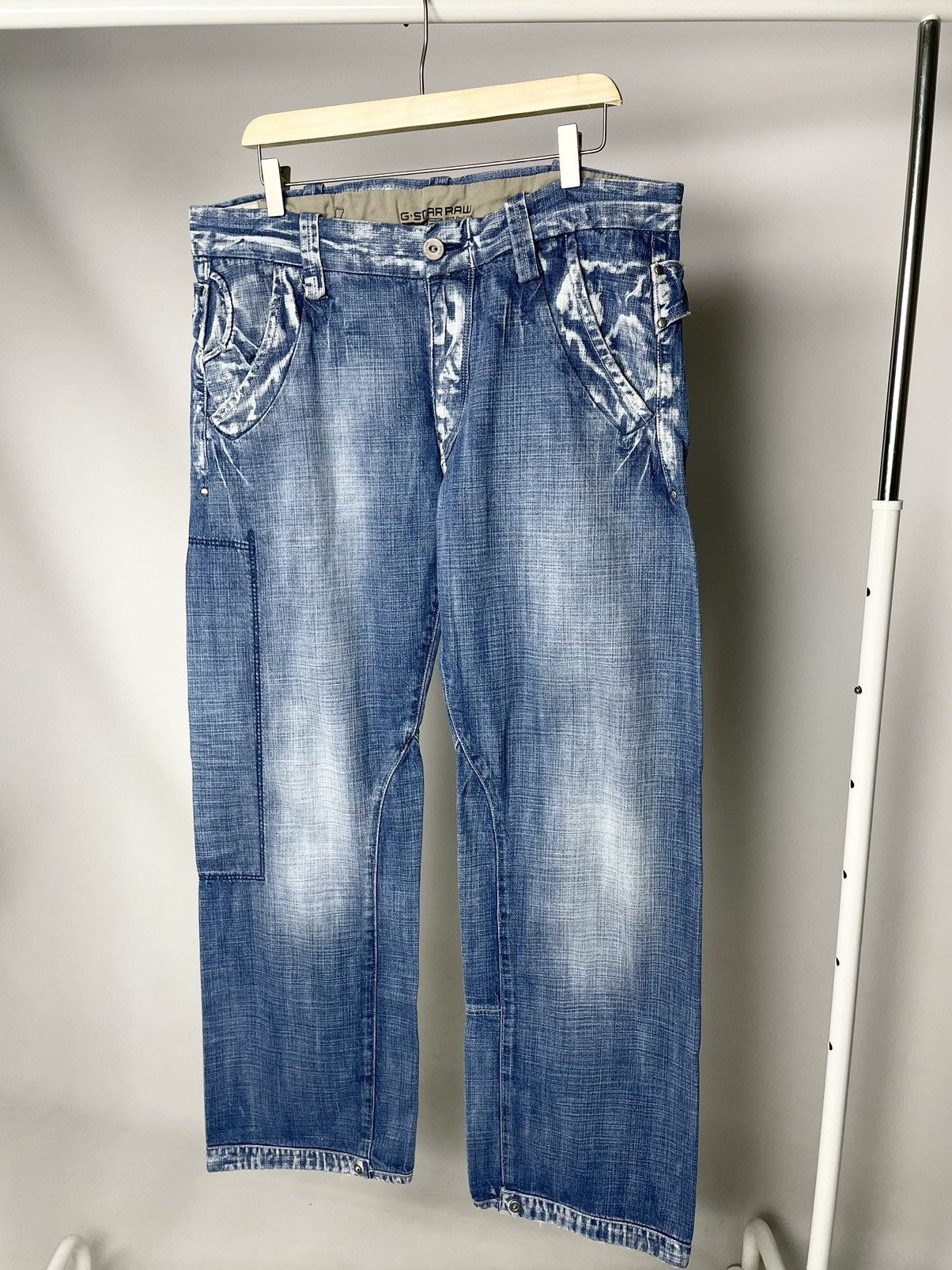 G-Star G-Star RAW Faded Distressed Vintage Washed Denim Work Jeans Size US 36 / EU 52 - 3 Thumbnail