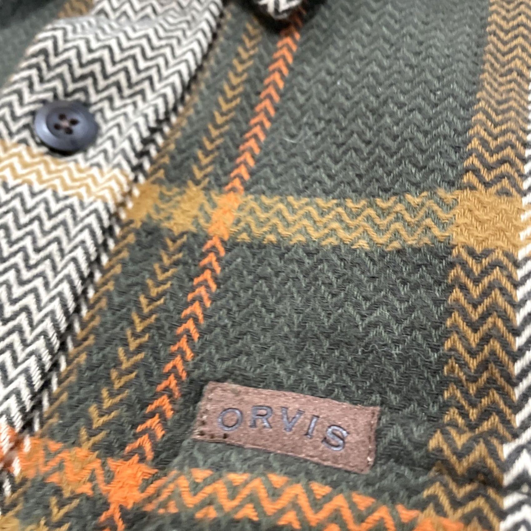 Orvis Orvis Heavyweight Shacket Flannel Shirt Men XL Brown Orange Patchwork 90s grunge Plaid Knit Pocket Shacket Size US L / EU 52-54 / 3 - 5 Thumbnail