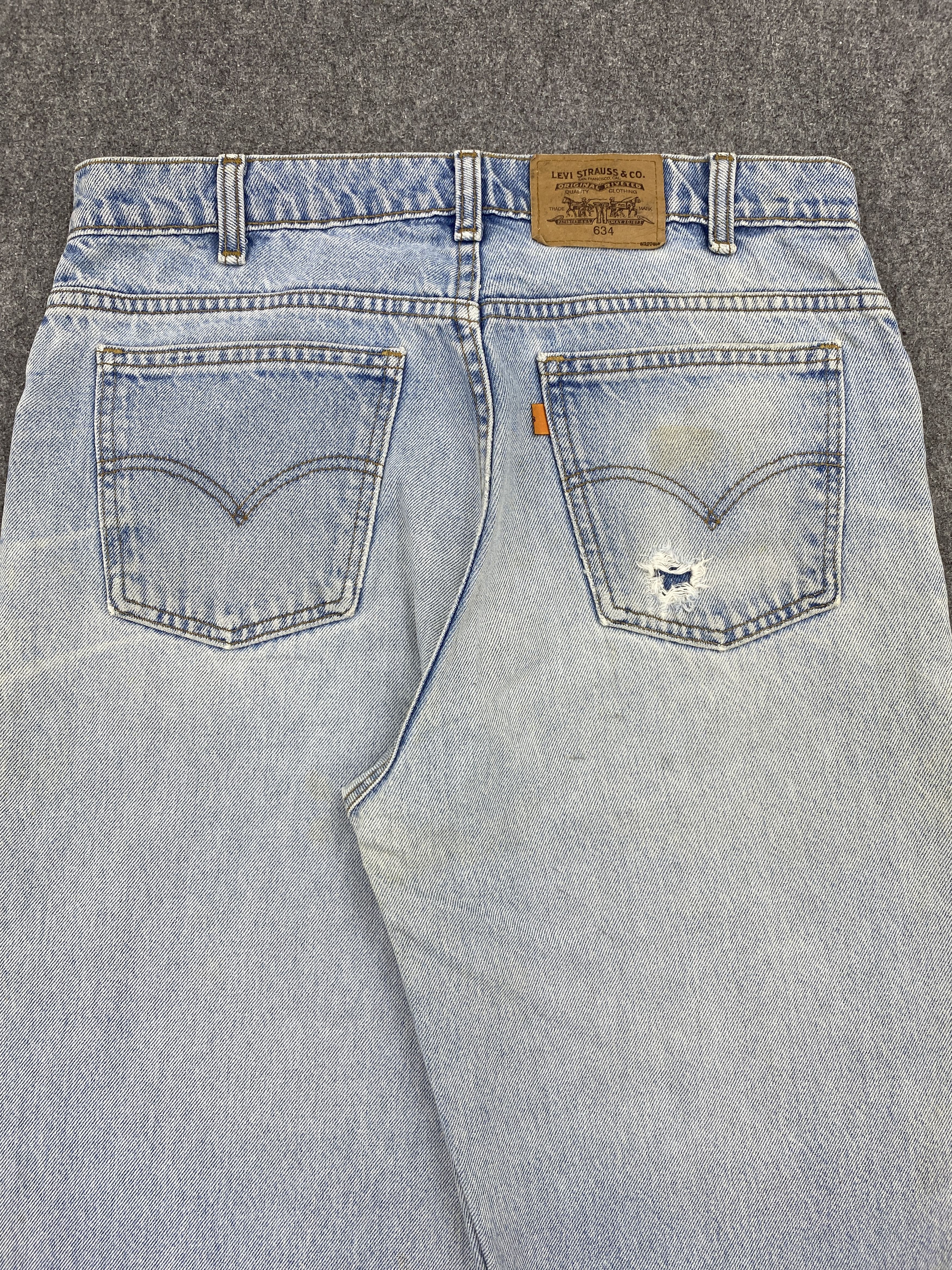 Levi's × Vintage Vintage 90s Levis 634 Orange Tabs Light Washed Jeans Size US 33 - 4 Thumbnail