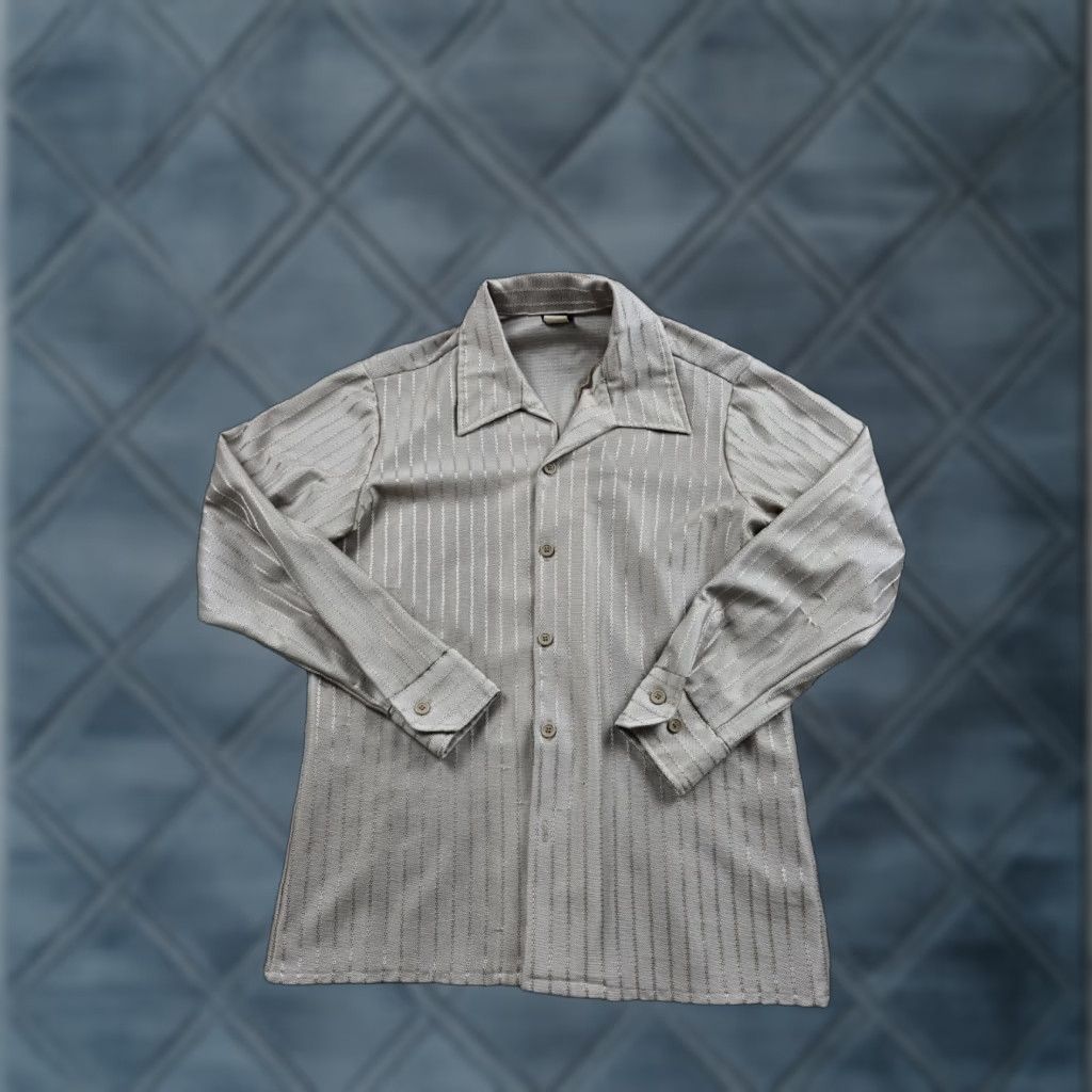 Vintage VINTAGE David Stuart Shirt Large Brown Stripe Point Collar Long Sleeve Disco 70s Size US L / EU 52-54 / 3 - 1 Thumbnail