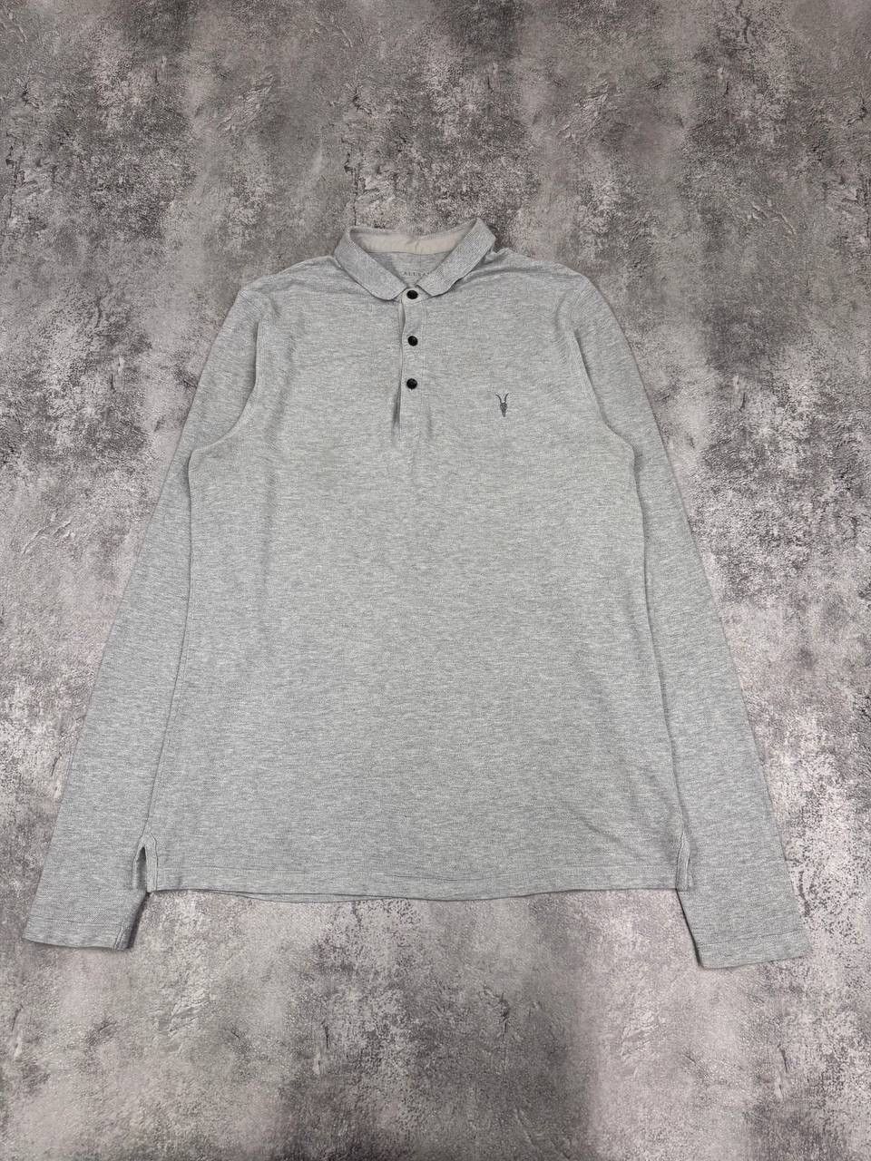Allsaints AllSaints Men Cotton Polo Shirt Grey Long Sleeve Size M Size US M / EU 48-50 / 2 - 1 Thumbnail