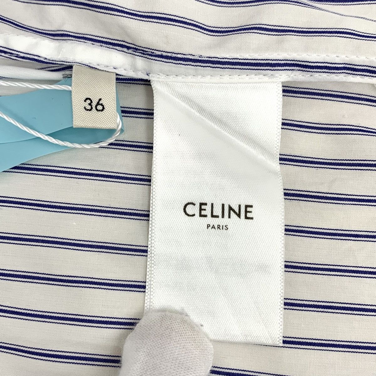 Celine Celine Light Blue Vertical Striped Short Sleeve Shirt K26WX Size XS / US 0-2 / IT 36-38 - 7 Thumbnail