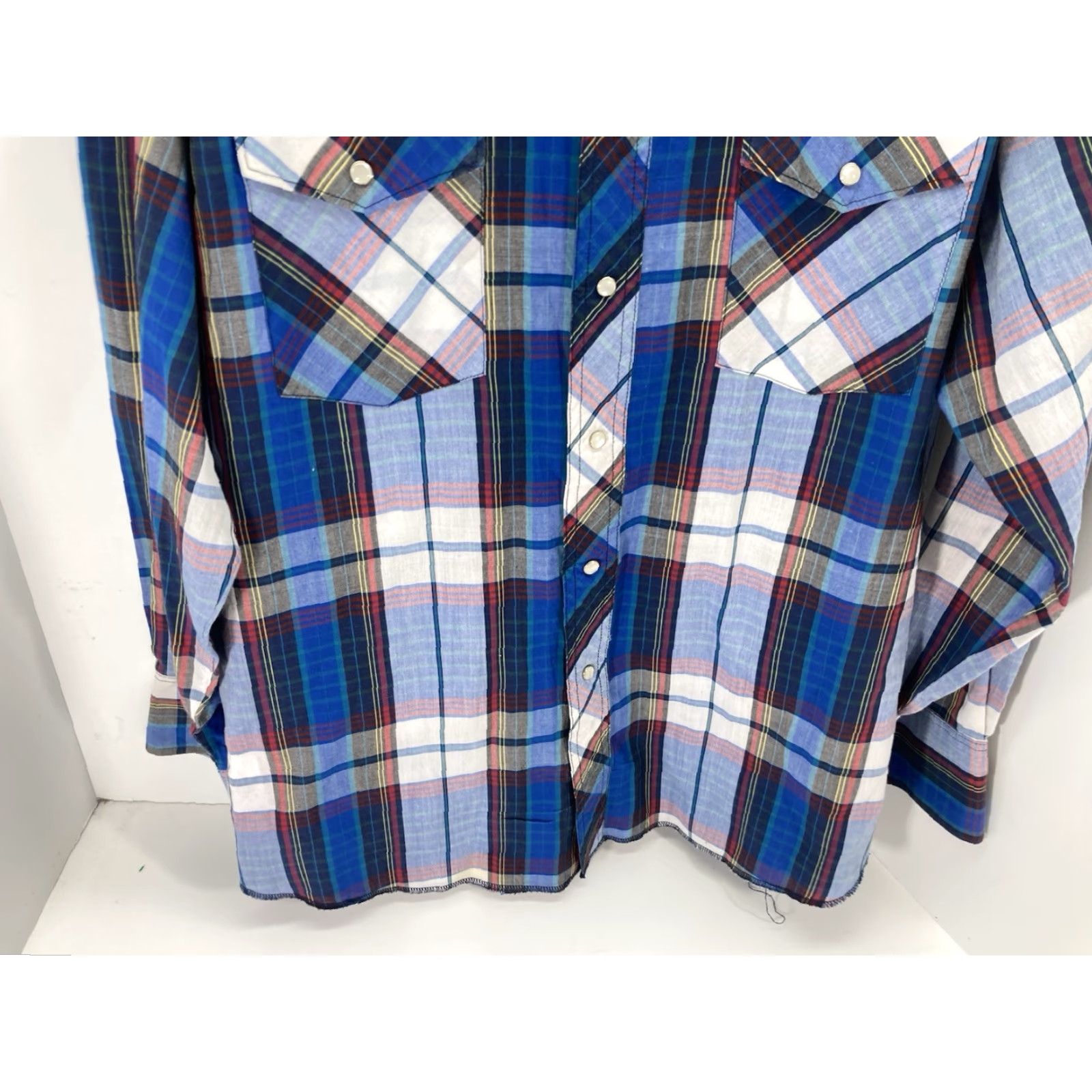 Wrangler VINTAGE Wrangler Pearl Snap Shirt Men Medium 16/34 Blue Plaid Long Sleeve Western VTG Size US M / EU 48-50 / 2 - 3 Thumbnail