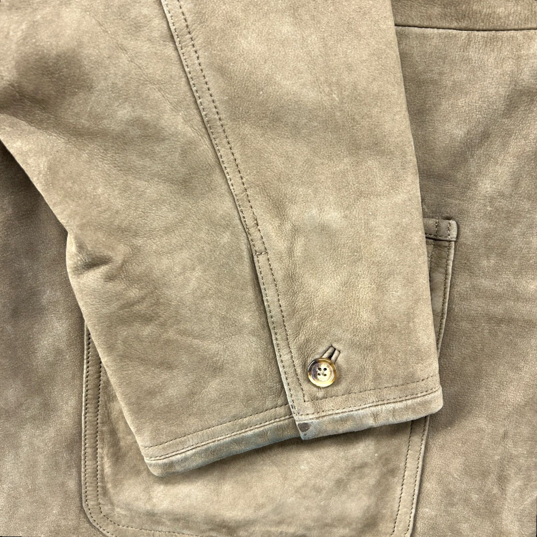 Orvis VINTAGE Orvis Blazer Jacket Men 54L Brown Leather Western Pea Coat Regular Size 54 Mens Brown Size 54R - 4 Thumbnail