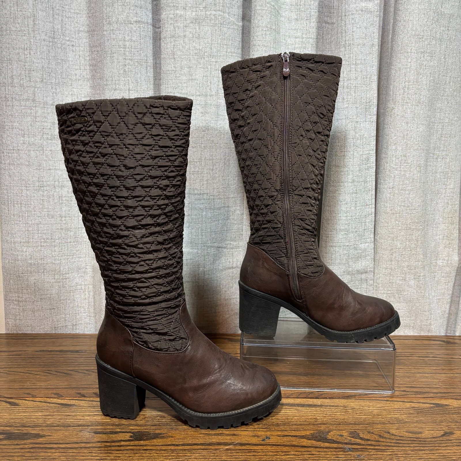 Patrizia Women's Brown Quilted Knee High Boots Size 40 -US