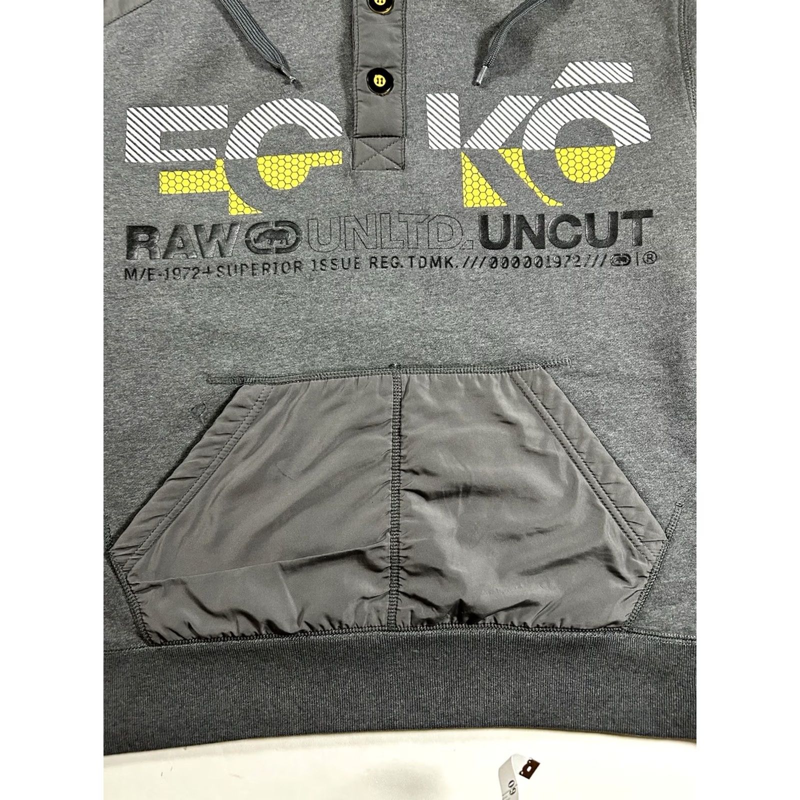 Vintage VINTAGE Eckō Unltd. Raw & Uncut Sweatshirt Gray Y2K Hooded Large Hip Hop Mens Size US L / EU 52-54 / 3 - 5 Thumbnail