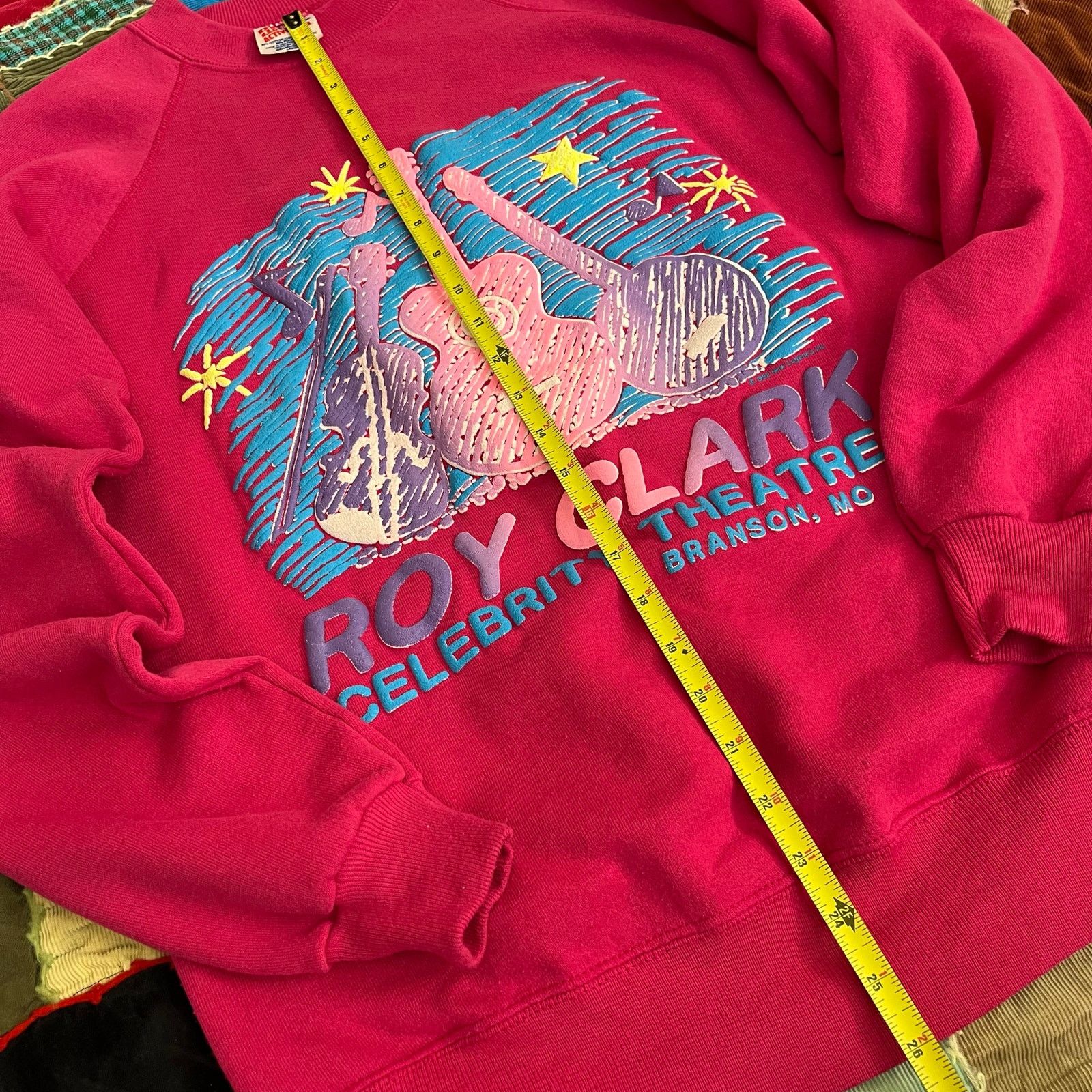 Hanes Vintage Branson Missouri Guitar Puff Printed Pink Crewneck Size US L / EU 52-54 / 3 - 5 Thumbnail