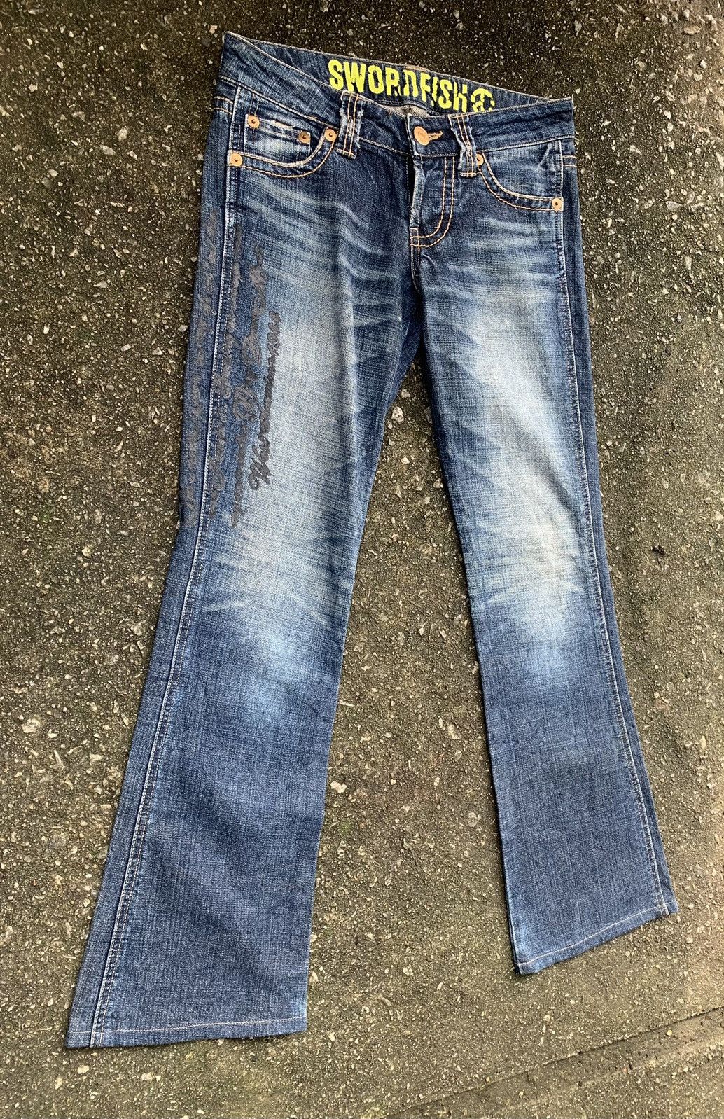 Japanese Brand Sword Fish Flare Unisex Denim Jeans Pants Size US 29 - 4 Thumbnail