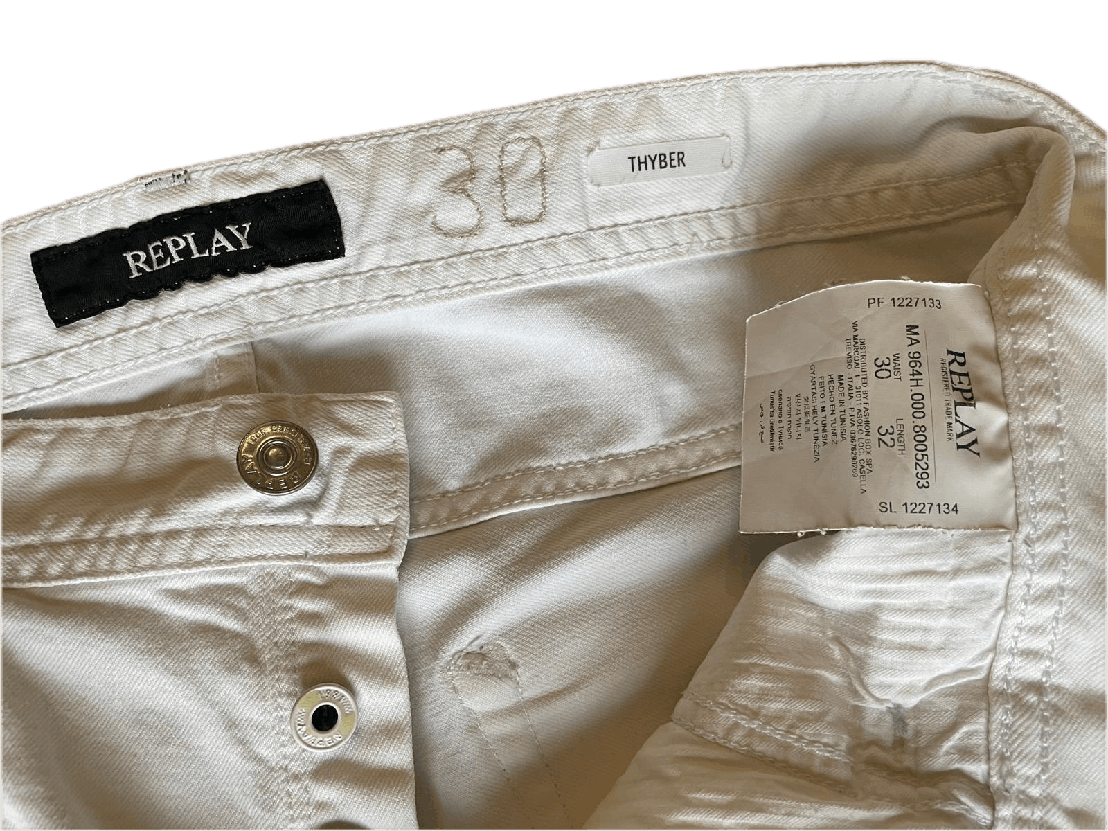 Replay Replay - Custom Style Graphic & Camo Patch Jeans (White) Size US 30 / EU 46 - 4 Thumbnail