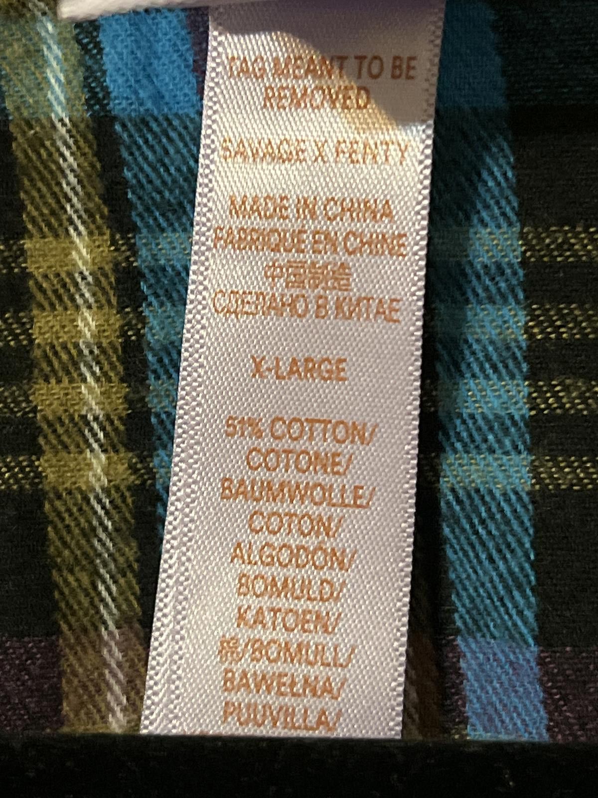 Other Savage X Fenty Cropped Plaid Button-Up Shirt Pocket Patch XL Size XL / US 12-14 / IT 48-50 - 5 Thumbnail
