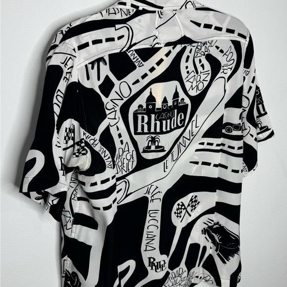 Rhude Rhude Strada Silk Shirt White Black Men’s Size Medium Size US M / EU 48-50 / 2 - 7 Thumbnail