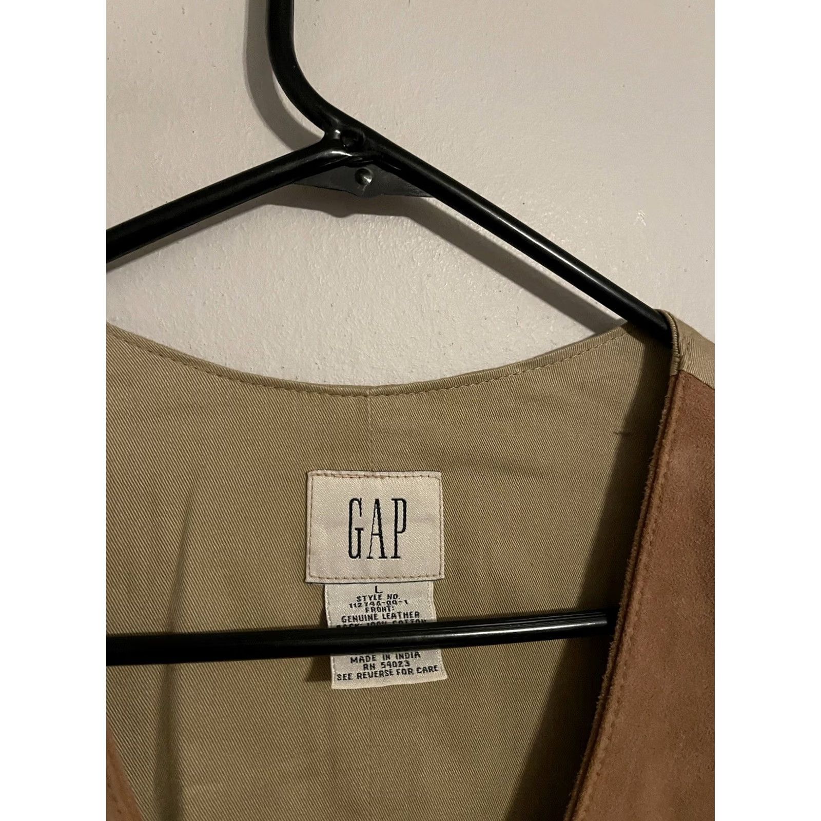 Gap VINTAGE GAP Genuine Leather Beige Western Waistcoat Vest - Men's Large L Vest Mens L Beige Western Leather Waistcoat Size US L / EU 52-54 / 3 - 3 Thumbnail