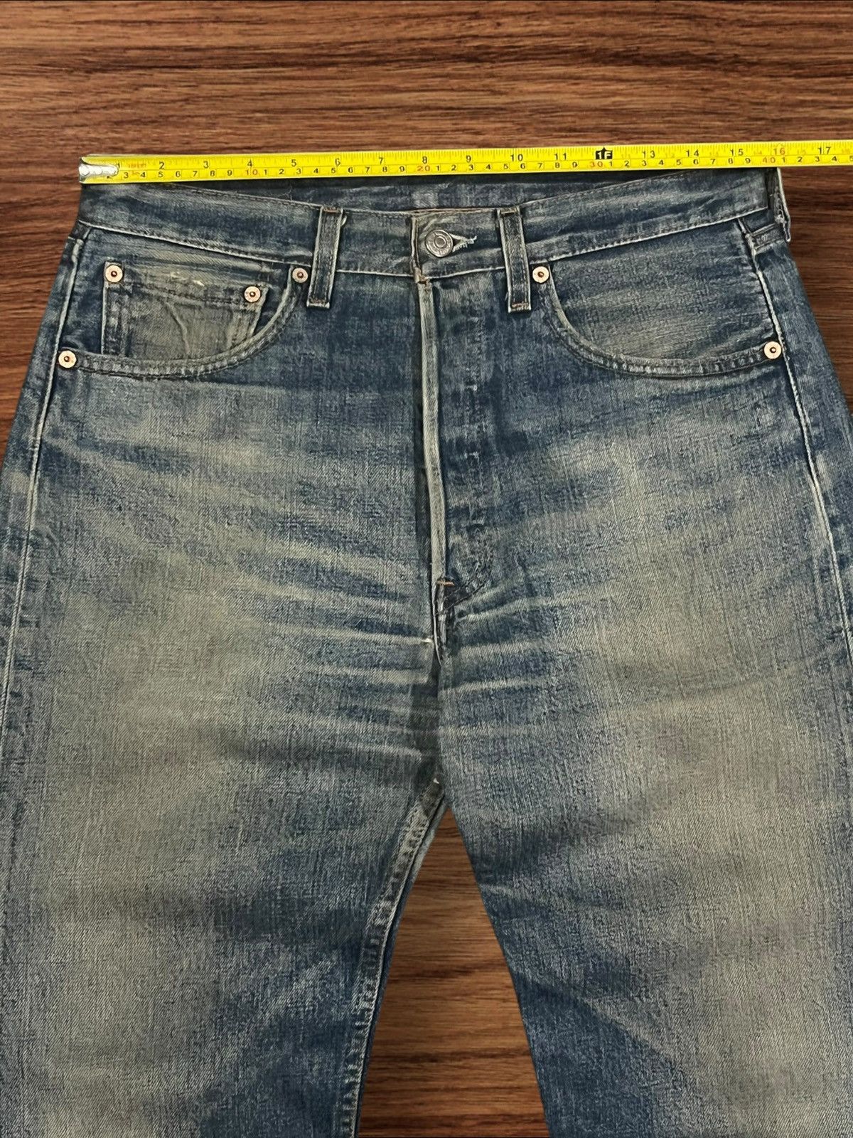 Levi's Vintage 90s Levi’s 501 Button Fly Dark Blue Faded Jeans Size US 31 - 18 Thumbnail