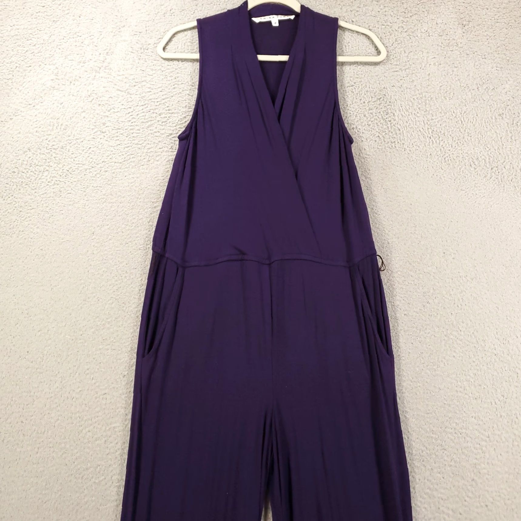 Trina Turk Trina Turk Womens Jumpsuit Wide Leg Blue Sleeveless V Neck Size 26" / US 2 / IT 38 - 3 Thumbnail