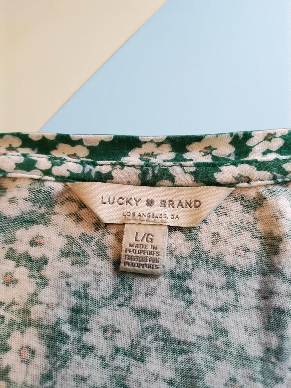 Lucky Brand Lucky Brand Large Sleeve Blouse in Green Floral Print Size L / US 10 / IT 46 - 7 Thumbnail