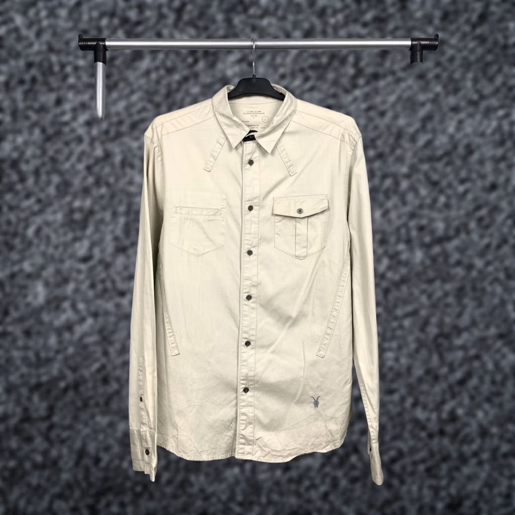 Allsaints VINTAGE AllSaints Shirt Spector Long Sleeve Oxford Mens L Beige Size US L / EU 52-54 / 3 - 1 Thumbnail