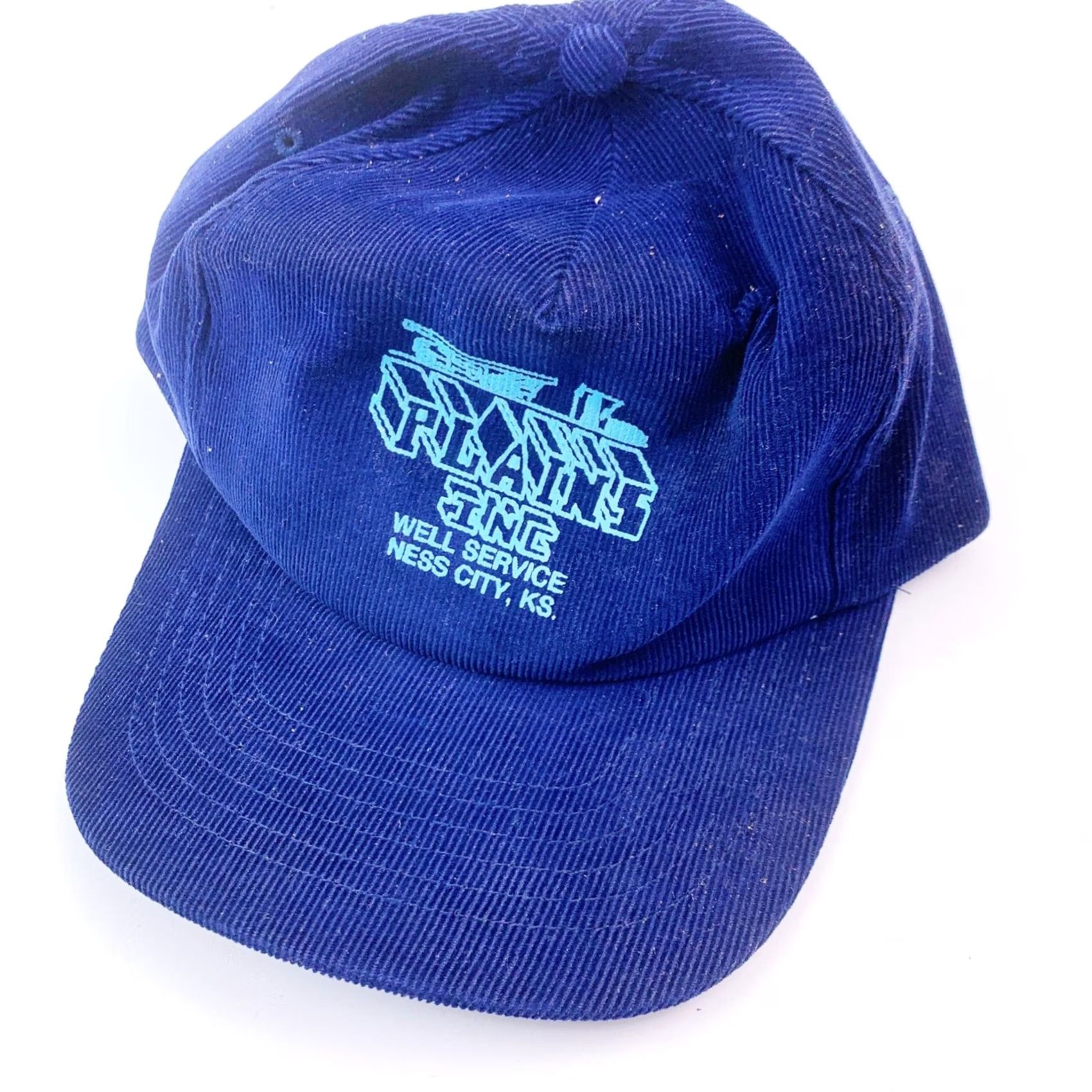 Vintage Vintage Plains Inc Well Service Ness City KS Corduroy Blue Strapback Dad Hat Size ONE SIZE - 2 Thumbnail
