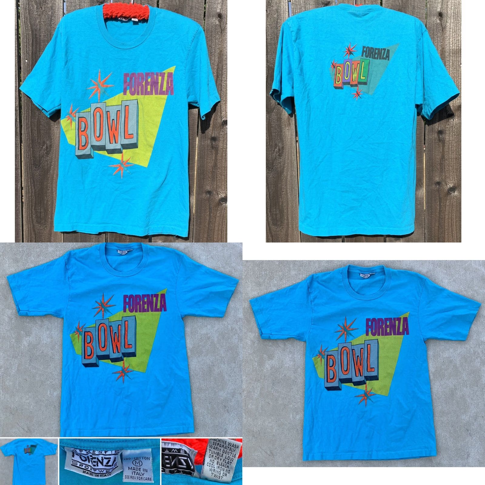 Vintage VINTAGE Forenza Bowl T Shirt Single Stitch Made In Italy 80s 1980s Size M Blue Cotton Graphic Print Men Short Sleeve Size US M / EU 48-50 / 2 - 9 Thumbnail
