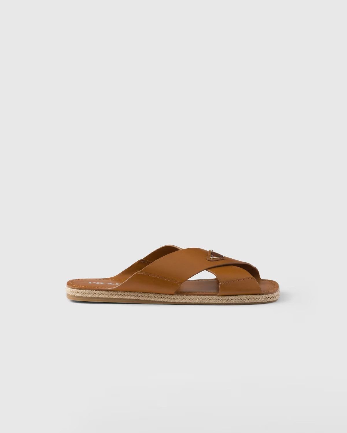 Prada o1mt1gz0526 Crisscross Leather Slides in Brown Size US 11 / EU 44 - 1 Thumbnail
