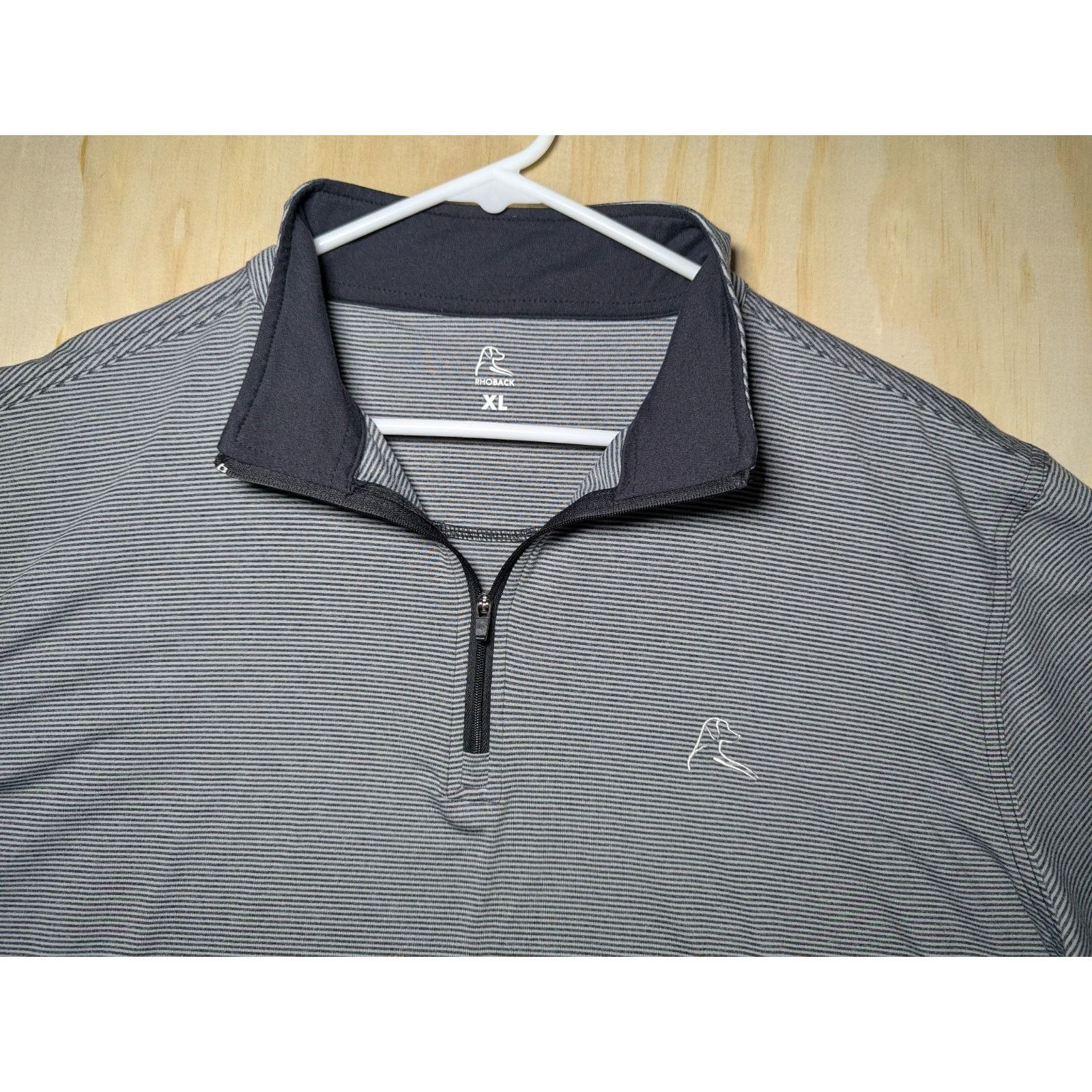 Other Rhoback Men's XL Quarter Zip Pullover Micro Stripe Gray Size US XL / EU 56 / 4 - 5 Thumbnail