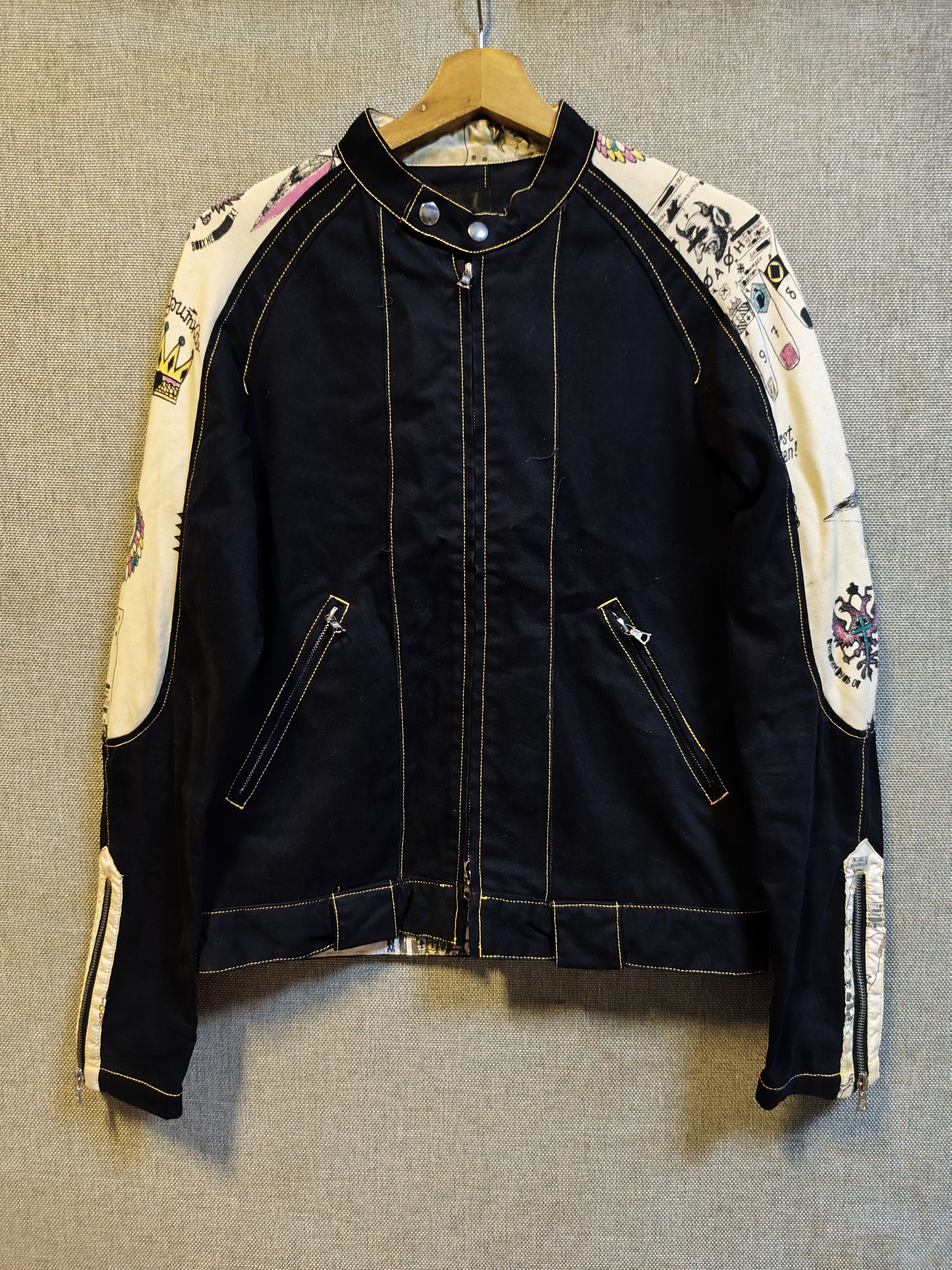 If Six Was Nine Van Vander Vorst Graphics Canvas Biker Jacket Zipper riri Size US S / EU 44-46 / 1 - 1 Thumbnail