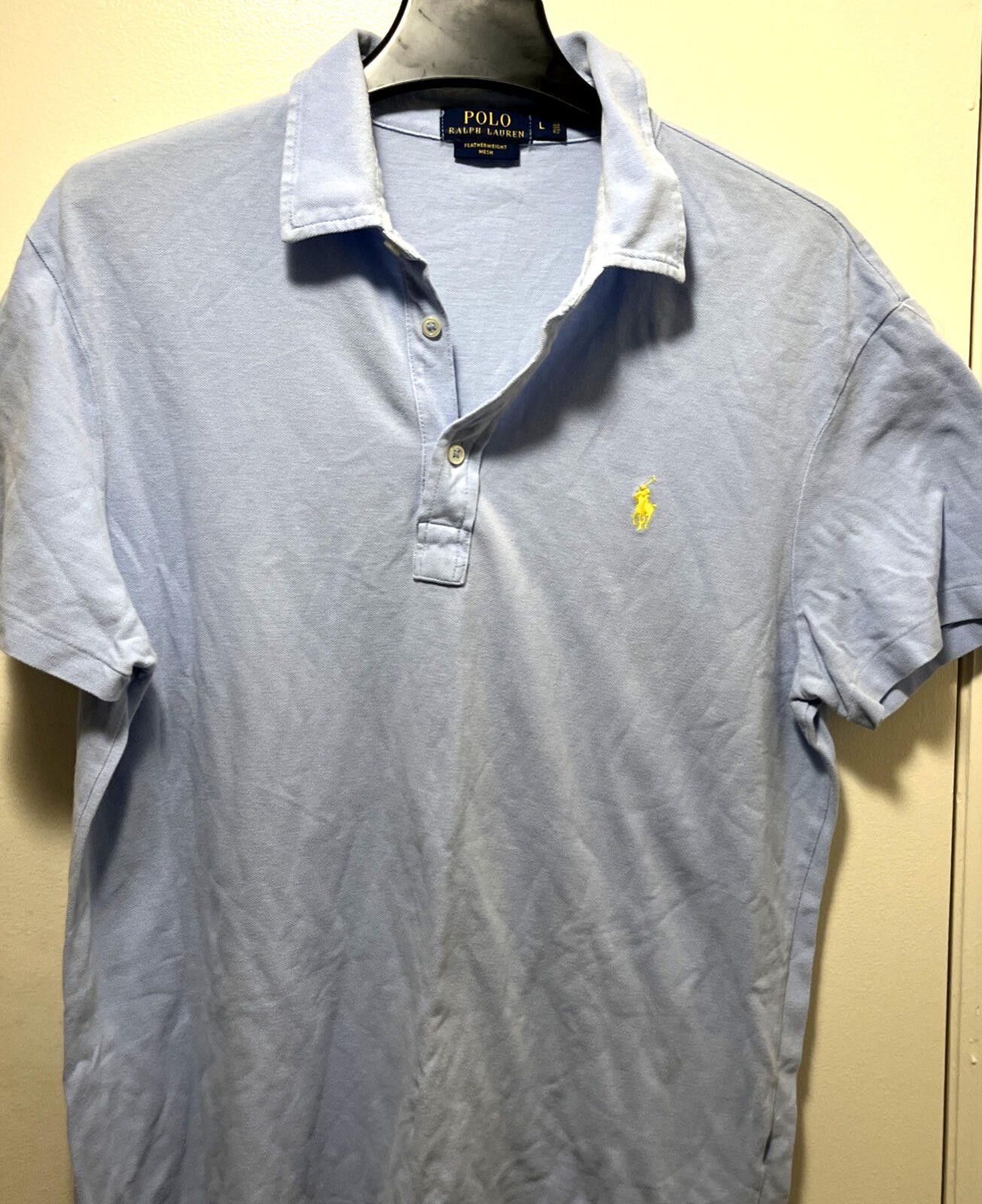 Polo Ralph Lauren LG MENS POLO LIGHT BLUE CUSTOM FIT FEATHERWEIGHT KNIT Size US L / EU 52-54 / 3 - 1 Thumbnail