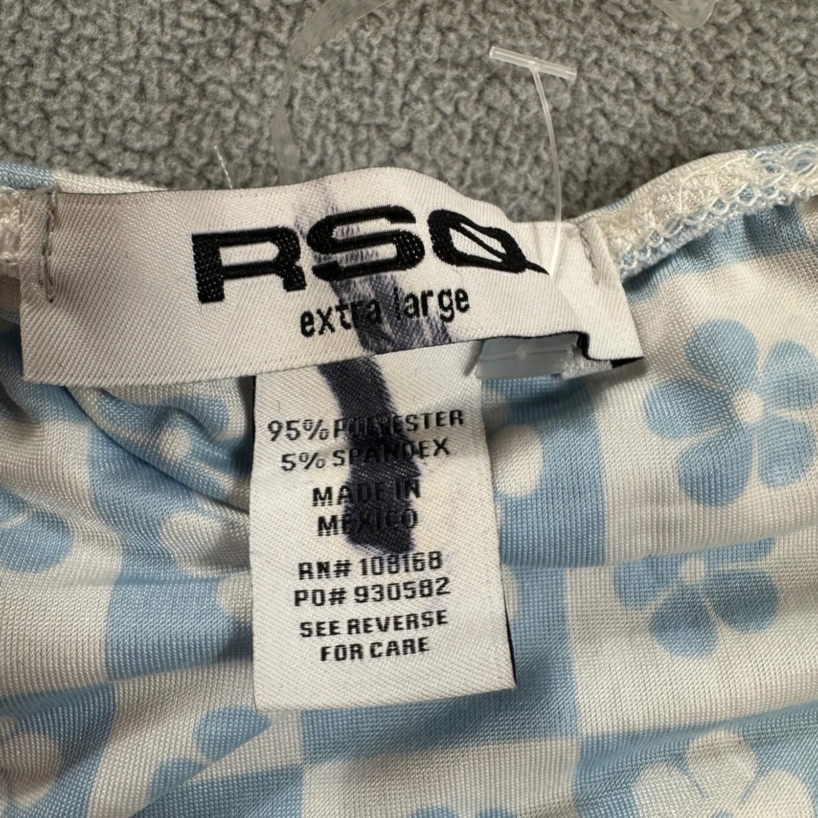 Rsq RSQ Halter Crop Top XL Blue White Flower Print Tie Neck Tank Size XL / US 12-14 / IT 48-50 - 3 Thumbnail