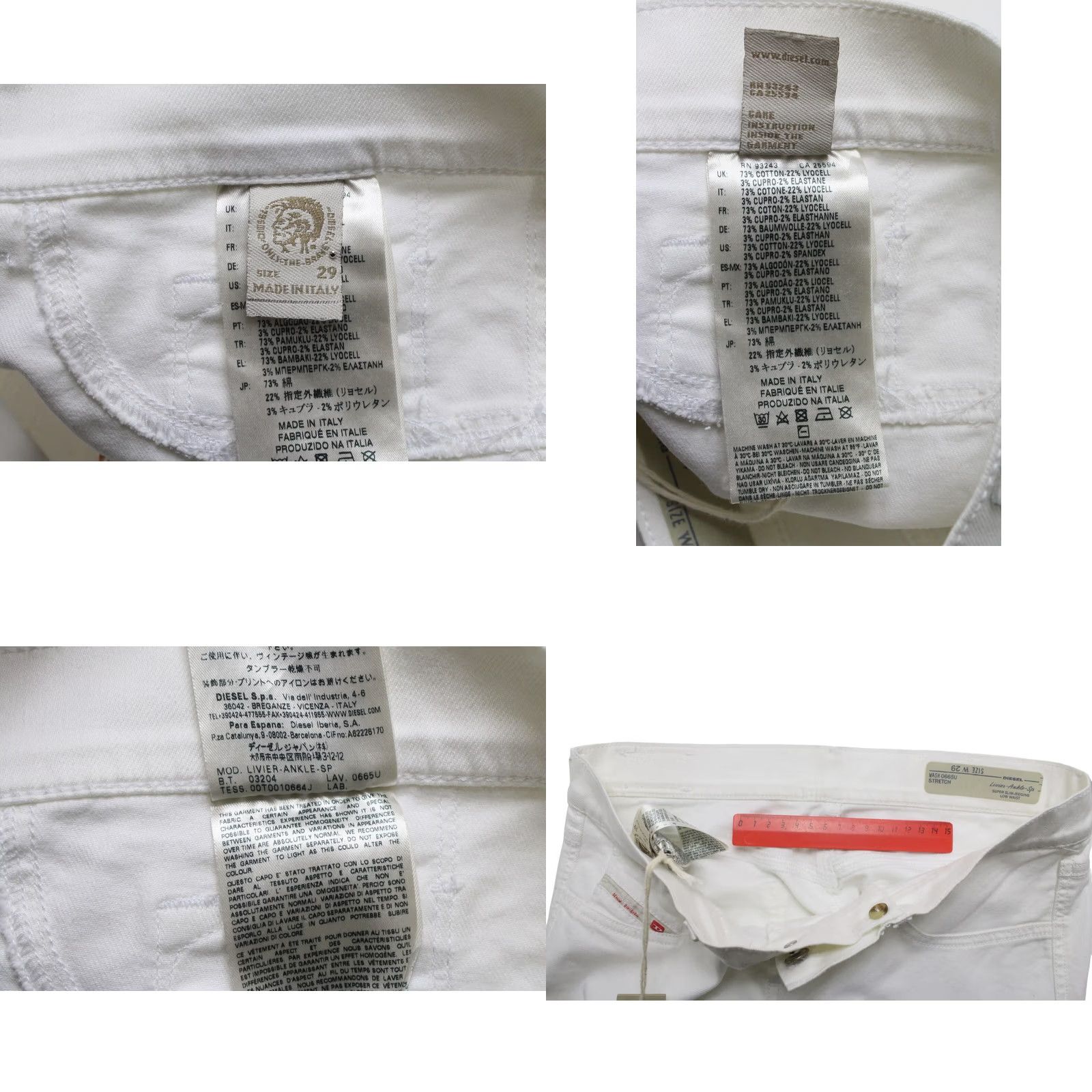Diesel DIESEL Livier-Ankle-Sp Super Slim-Jegging Jeans Women's W29 Low Waist 0665U Zip White Size 29" - 8 Thumbnail