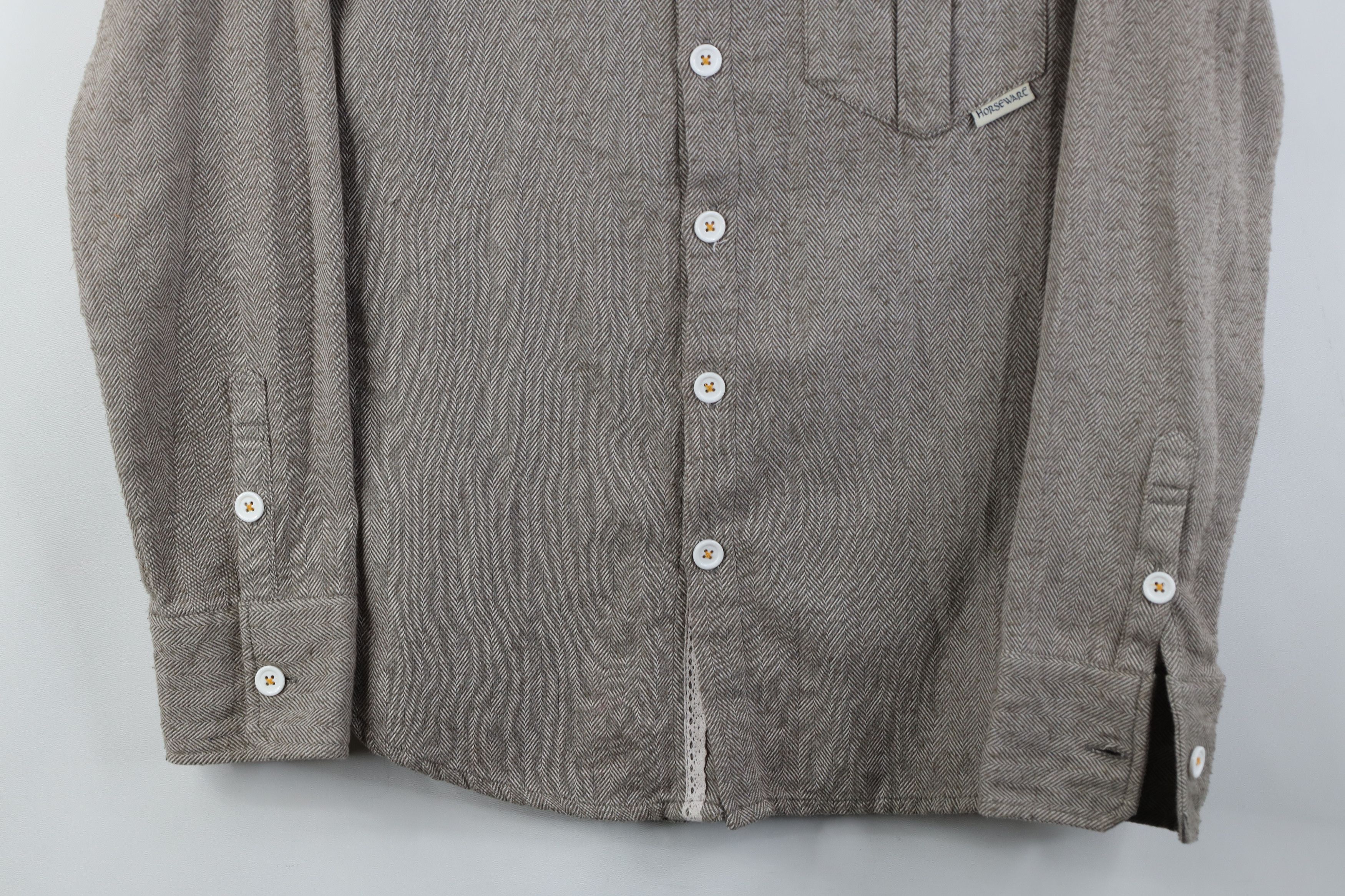 Vintage Vintage Horse Equestrian Herringbone Flannel Collared Shirt Size M / US 6-8 / IT 42-44 - 3 Thumbnail