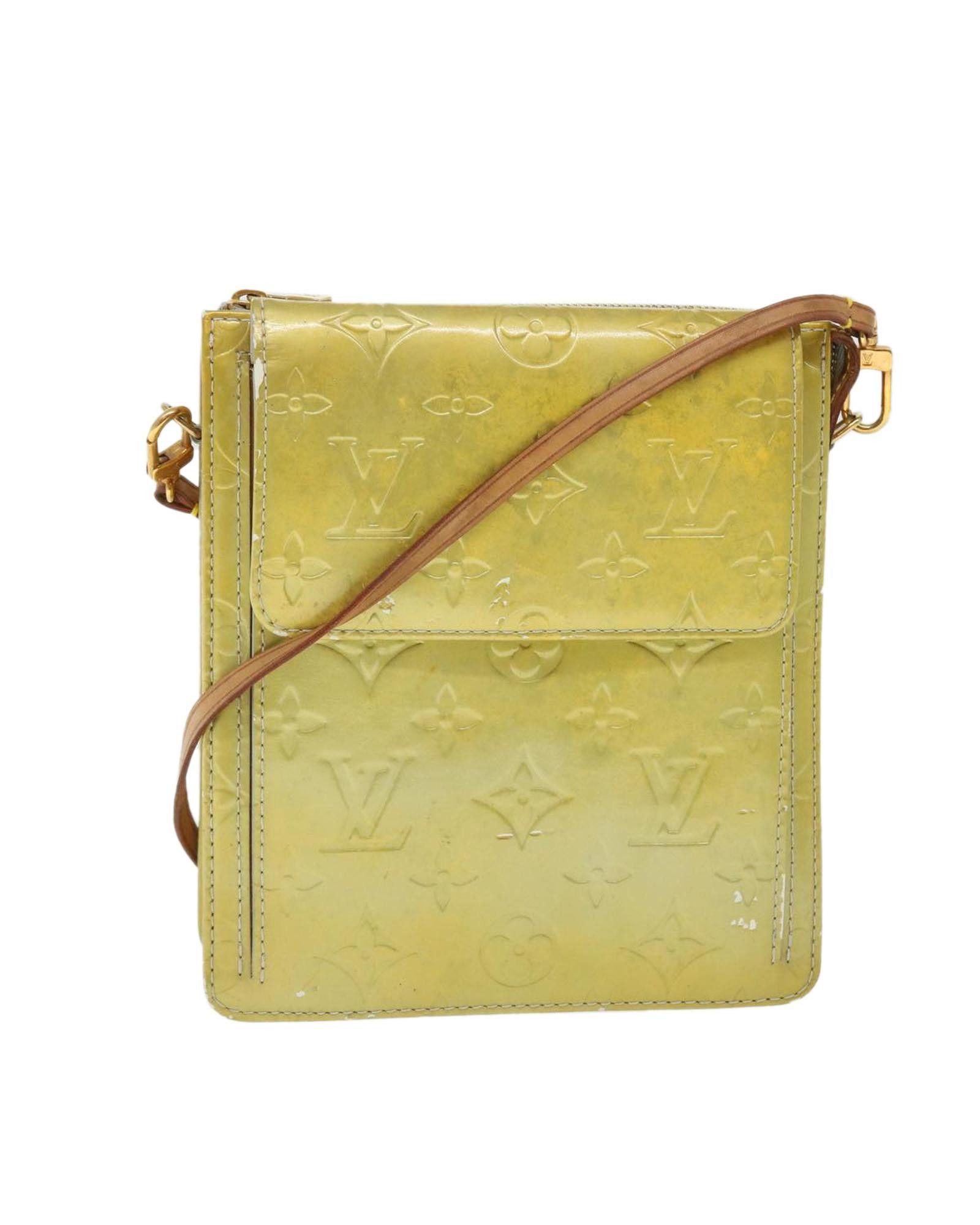 image of Louis Vuitton Patent Leather Accessory Pouch in Gris, Women's