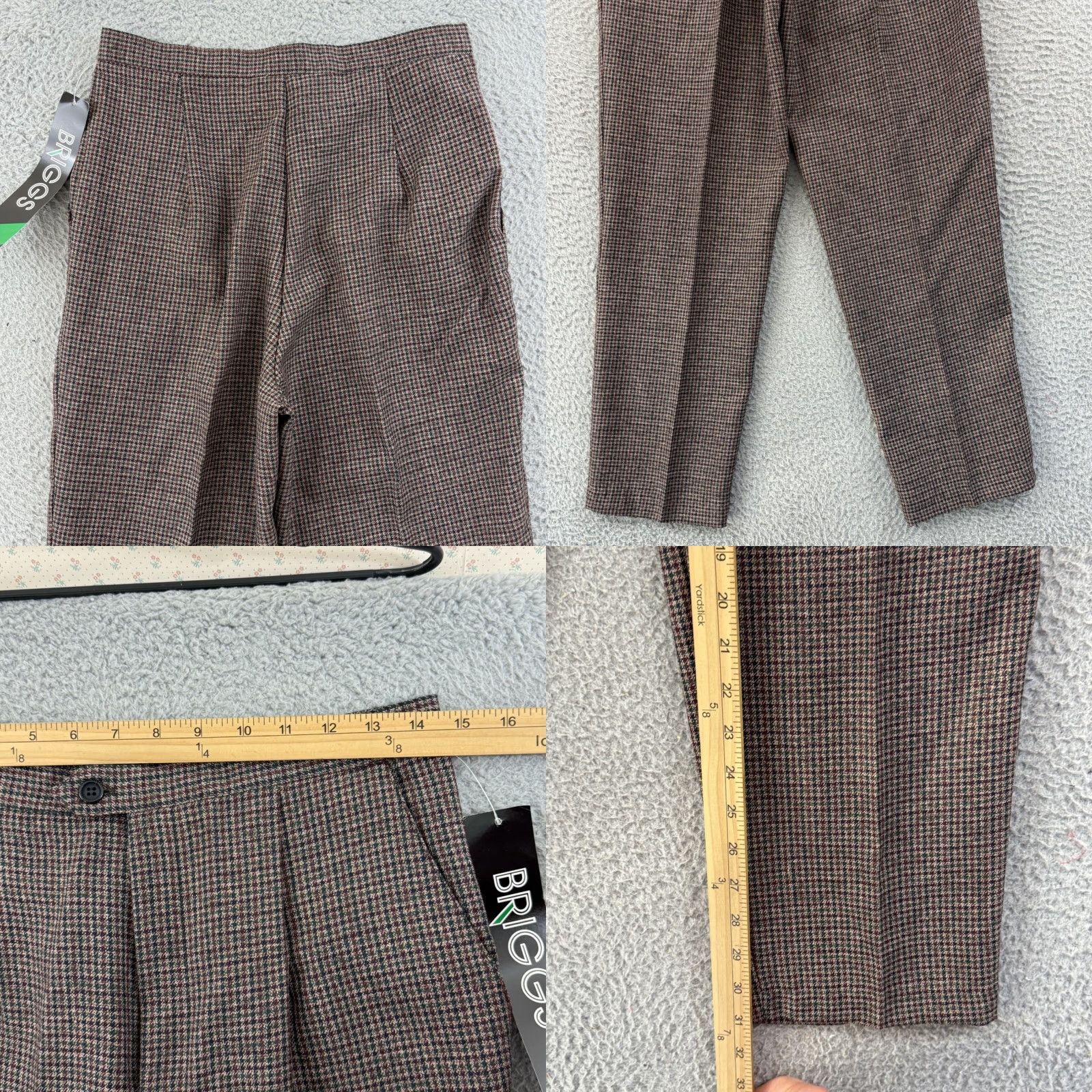 Vintage VINTAGE Briggs New York Pants Women 12 Houndstooth High Waist Pleated Trousers NWT Brown 90s City Hipster Preppy Modern Classic Tapered Leg Size 34" / US 12 / IT 48 - 8 Thumbnail