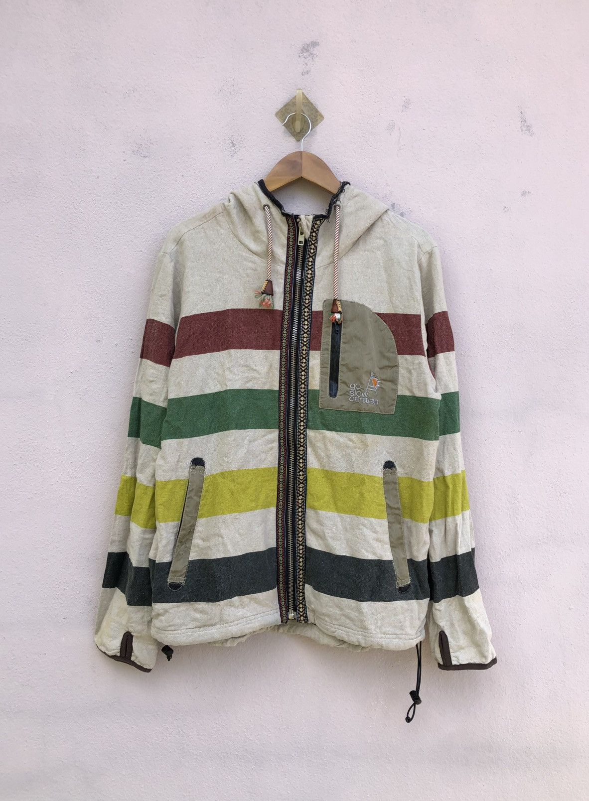 go slow caravan Go slow Caravan Hemp Stripe Hooded Jacket Size US M / EU 48-50 / 2 - 17 Thumbnail