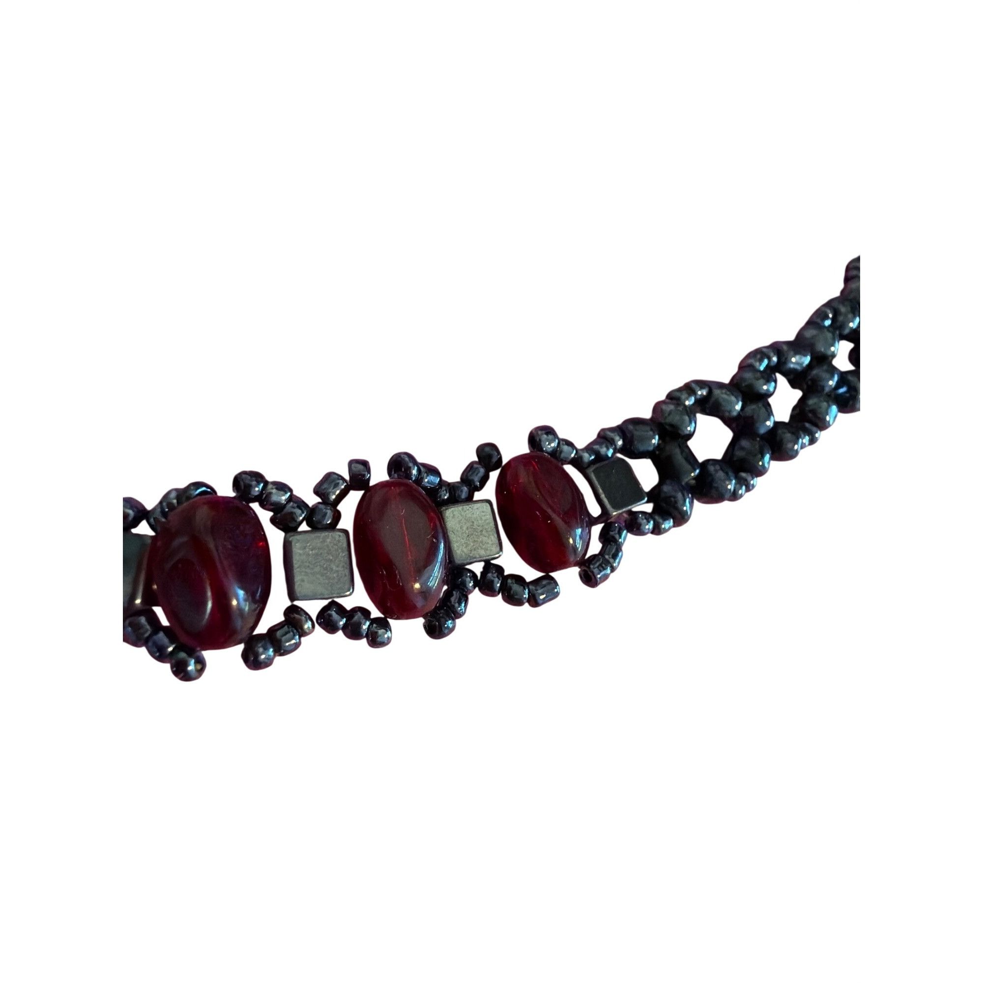 Other Hematite Red Glass Bead Necklace Bracelet Set Screw Barrel 1 Size ONE SIZE - 6 Thumbnail