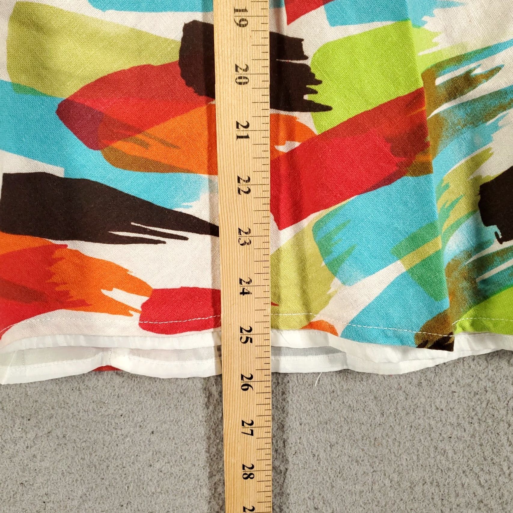 Vintage Cato Linen Skirt Womens 12 Artsy Paint Brush Strokes Side Zip Lined Knee Length Size 34" / US 12 / IT 48 - 7 Thumbnail