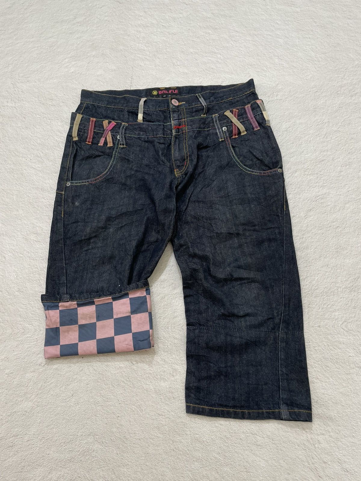 Japanese Brand 2000s Antful Jorts Double Waist RAW Denim Y2K Size US 35 - 1 Thumbnail