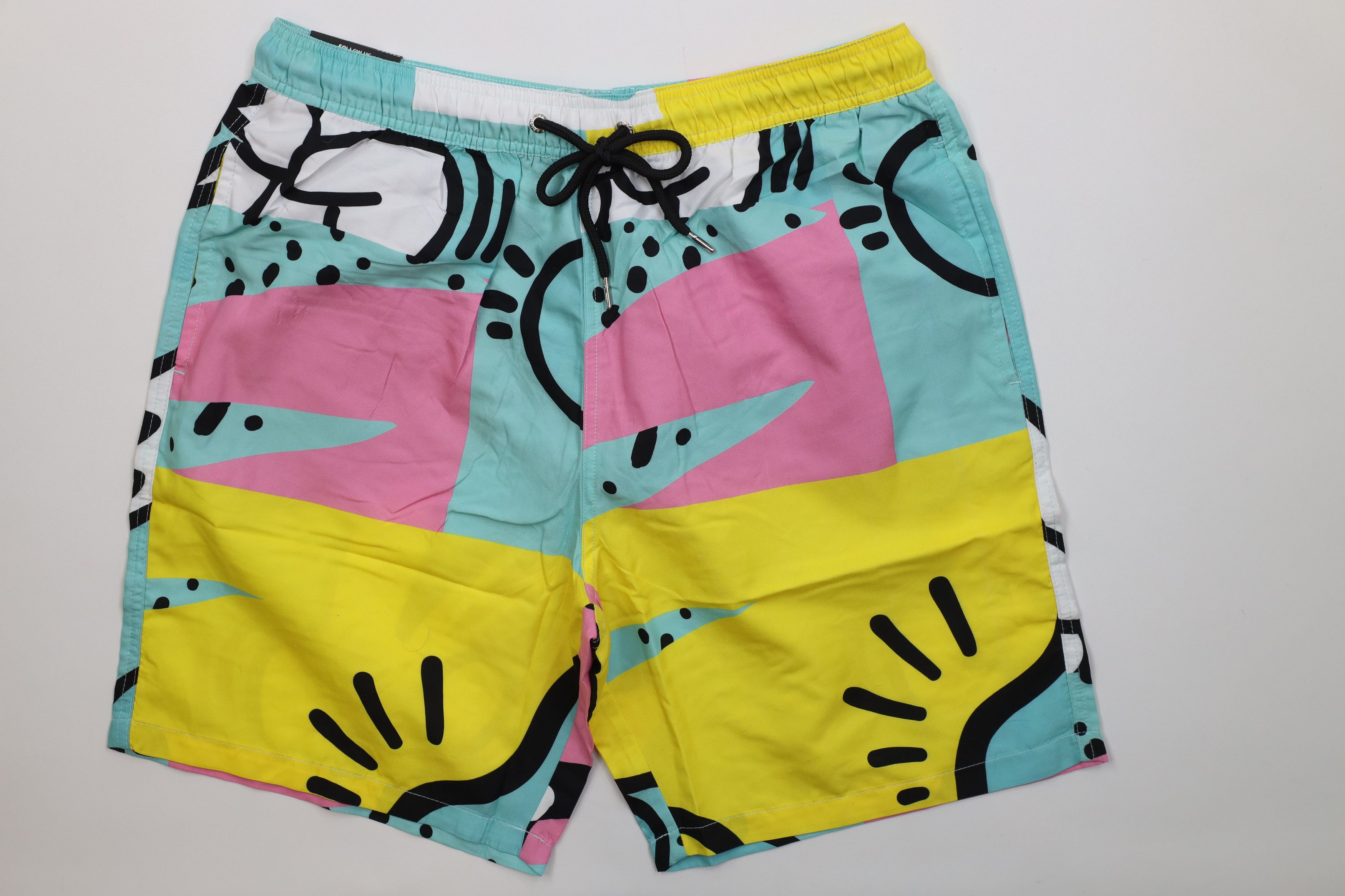 Vintage Deadstock Y2K Streetwear Above Knee Graffiti Swim Shorts Size US 34 / EU 50 - 1 Thumbnail