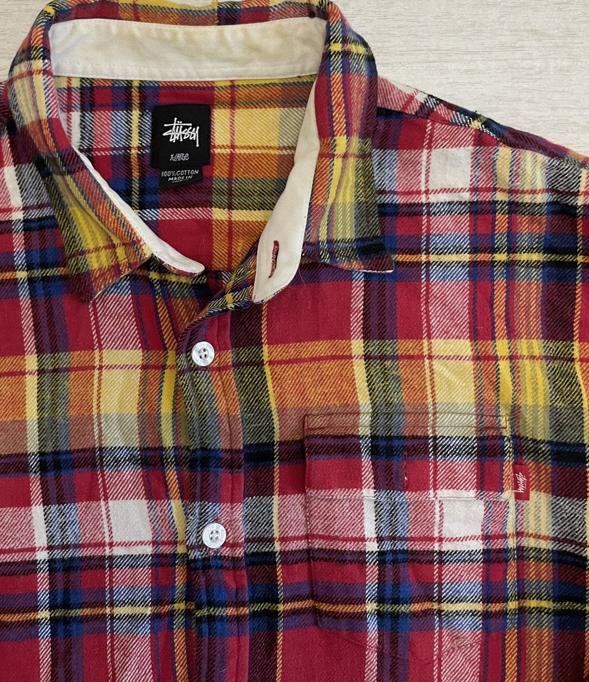 トップス stussy tartan check flannel ls shirt L Vintage Stussy Patchwork Pattern Checkered Flannel Shirt