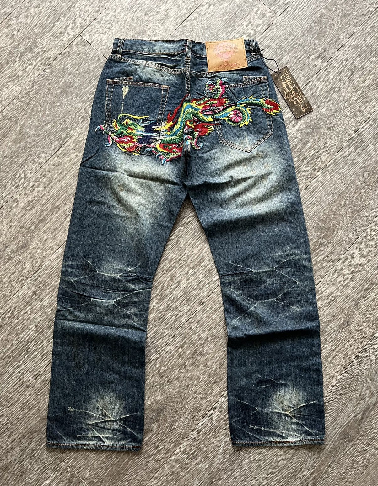 image of Ed Hardy Jeans By Christian Audigier Pants Dragon in Denim, Men's (Size 32)
