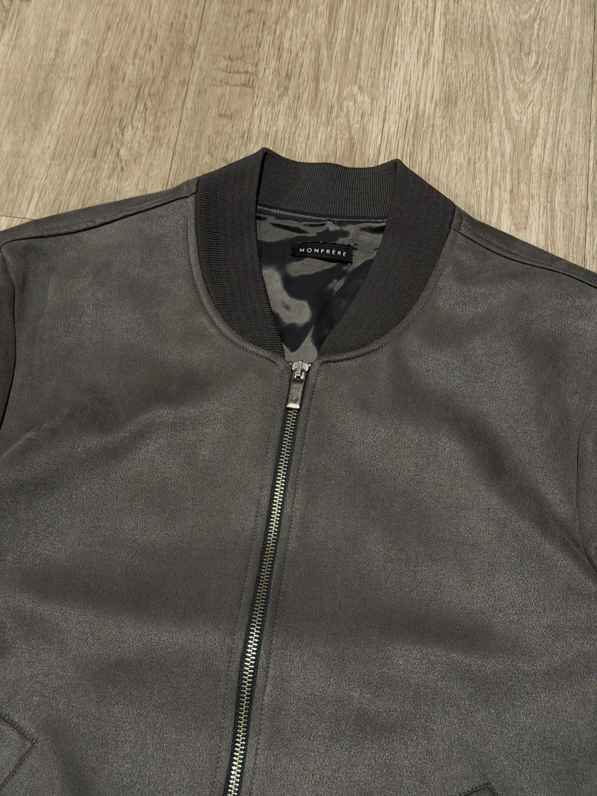 MONFRERE Grey Monfrere maverick faux-suede bomber jacket Size US S / EU 44-46 / 1 - 2 Thumbnail