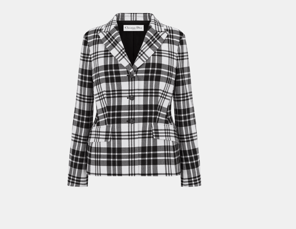 image of Dior O1W1Db10224 Fitted Jacket In Black & White in Black/White, Women's (Size Small)