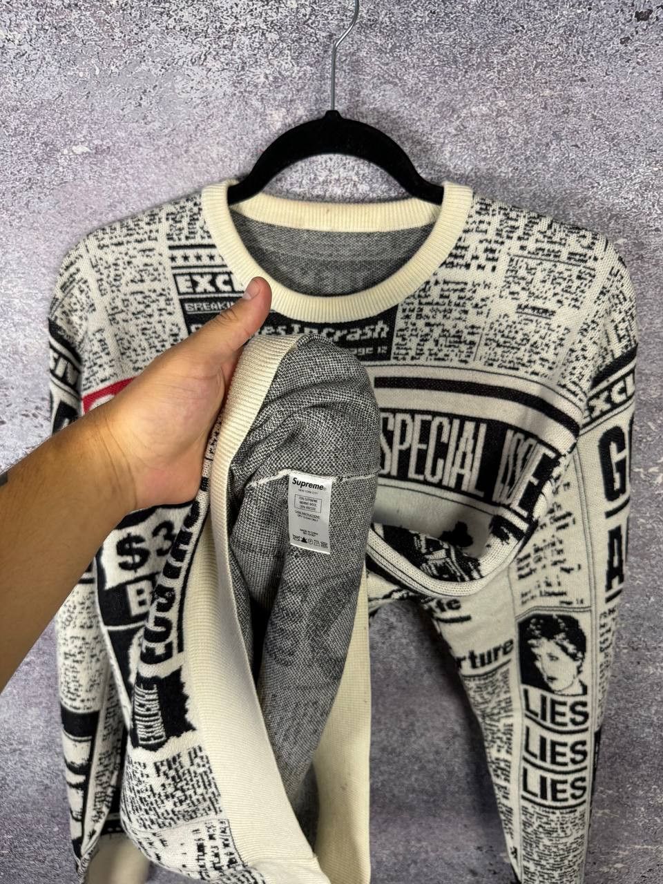 Supreme Supreme Newspaper Crewneck Merino Wool Sweater Large Size US L / EU 52-54 / 3 - 15 Thumbnail