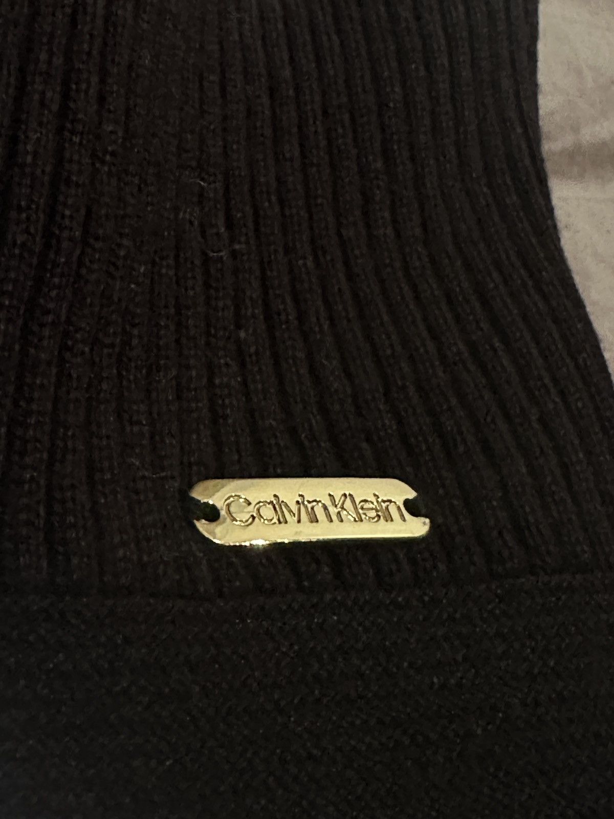 Calvin Klein Gold Accent Ribbed Zip-Up Cardigan Size M / US 6-8 / IT 42-44 - 4 Thumbnail