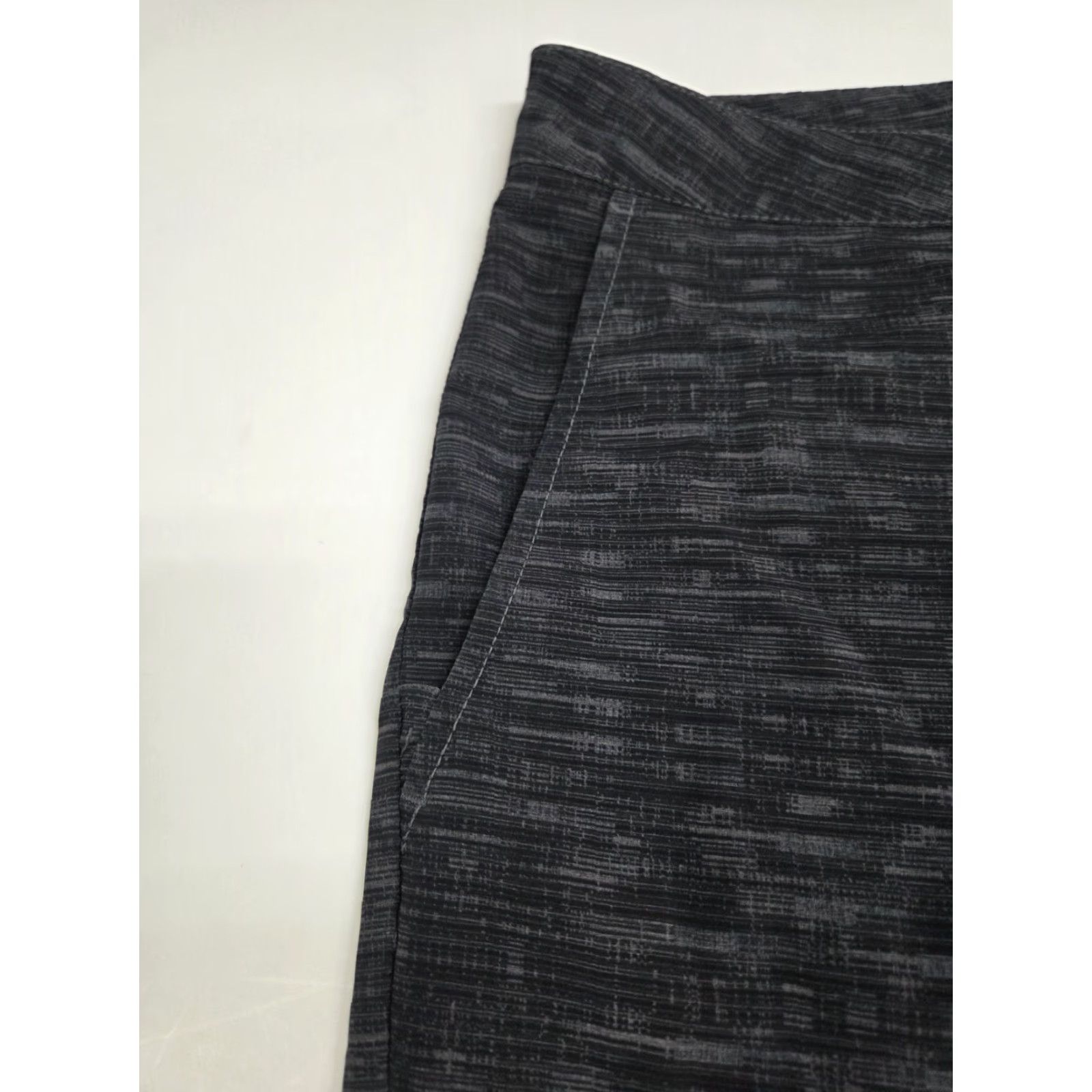 TravisMathew Travis Mathew Mens Golf Chino Shorts Black/Grey Striped Pockets Size 36 Regular Inseam 10 in Zipper Front Flat Fall Spring Summer Clothing Mens Size US 36 / EU 52 - 7 Thumbnail
