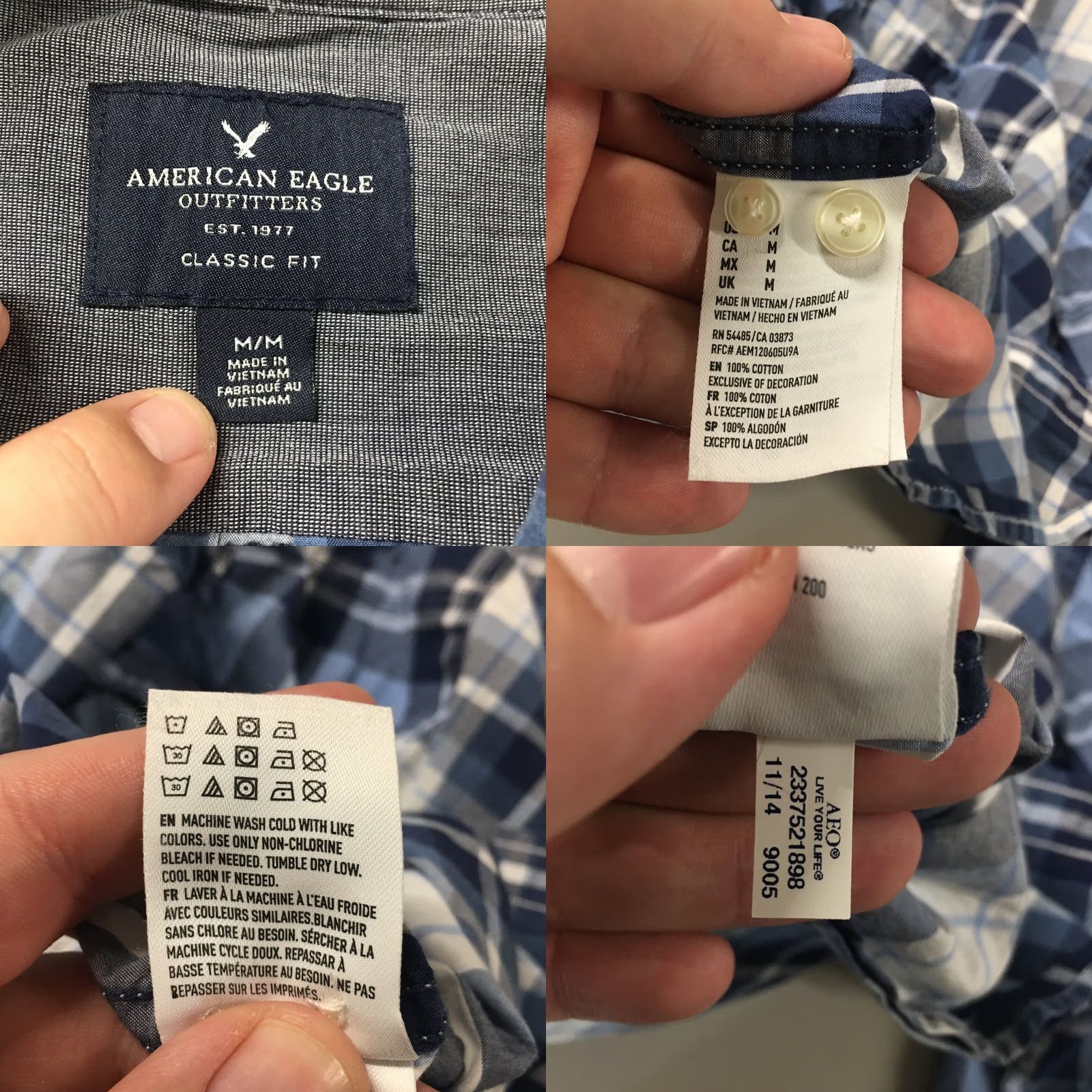 American Eagle Outfitters American Eagle Outfitters Button-Down Shirt Mens M Blue Long Sleeve Classic Fit Size US M / EU 48-50 / 2 - 9 Thumbnail