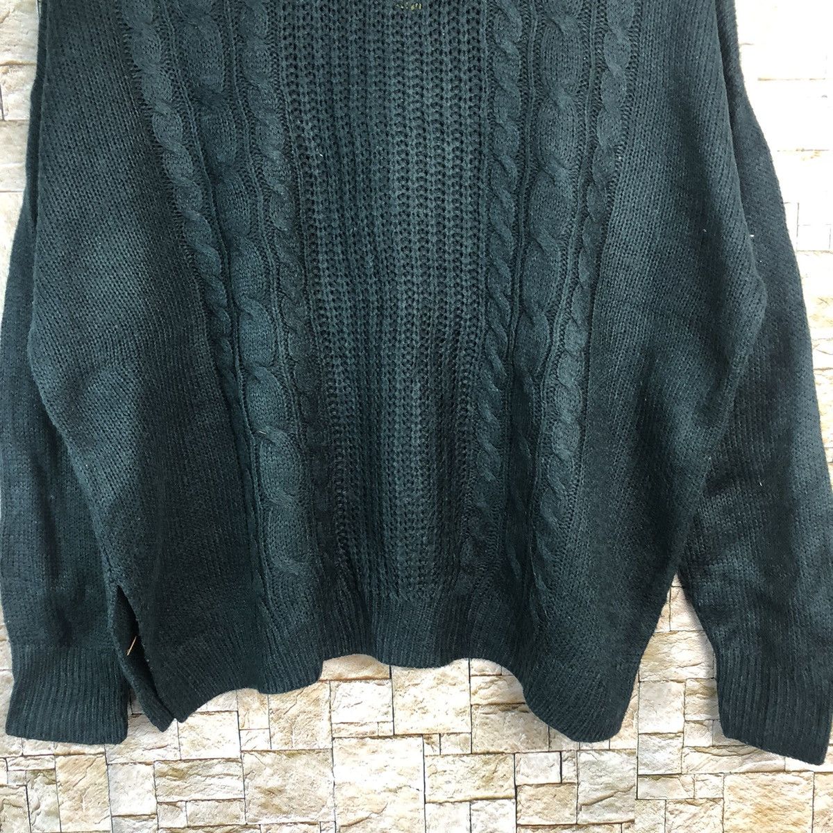Homespun Knitwear × Japanese Brand Earth Music Dark Green cable Knitwear vintage #A899 Size US L / EU 52-54 / 3 - 6 Thumbnail