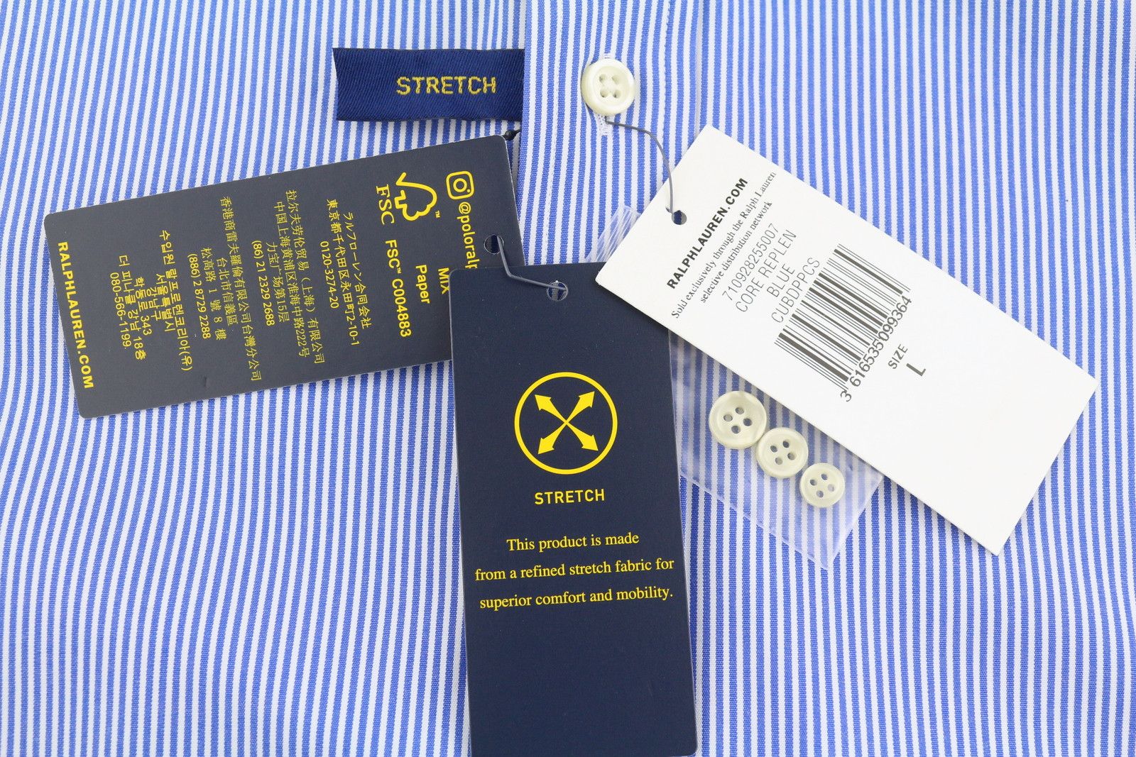 Ralph Lauren CORE REPLEN L Blue Striped Custom Fit Button-Up 87012 Size US L / EU 52-54 / 3 - 8 Thumbnail
